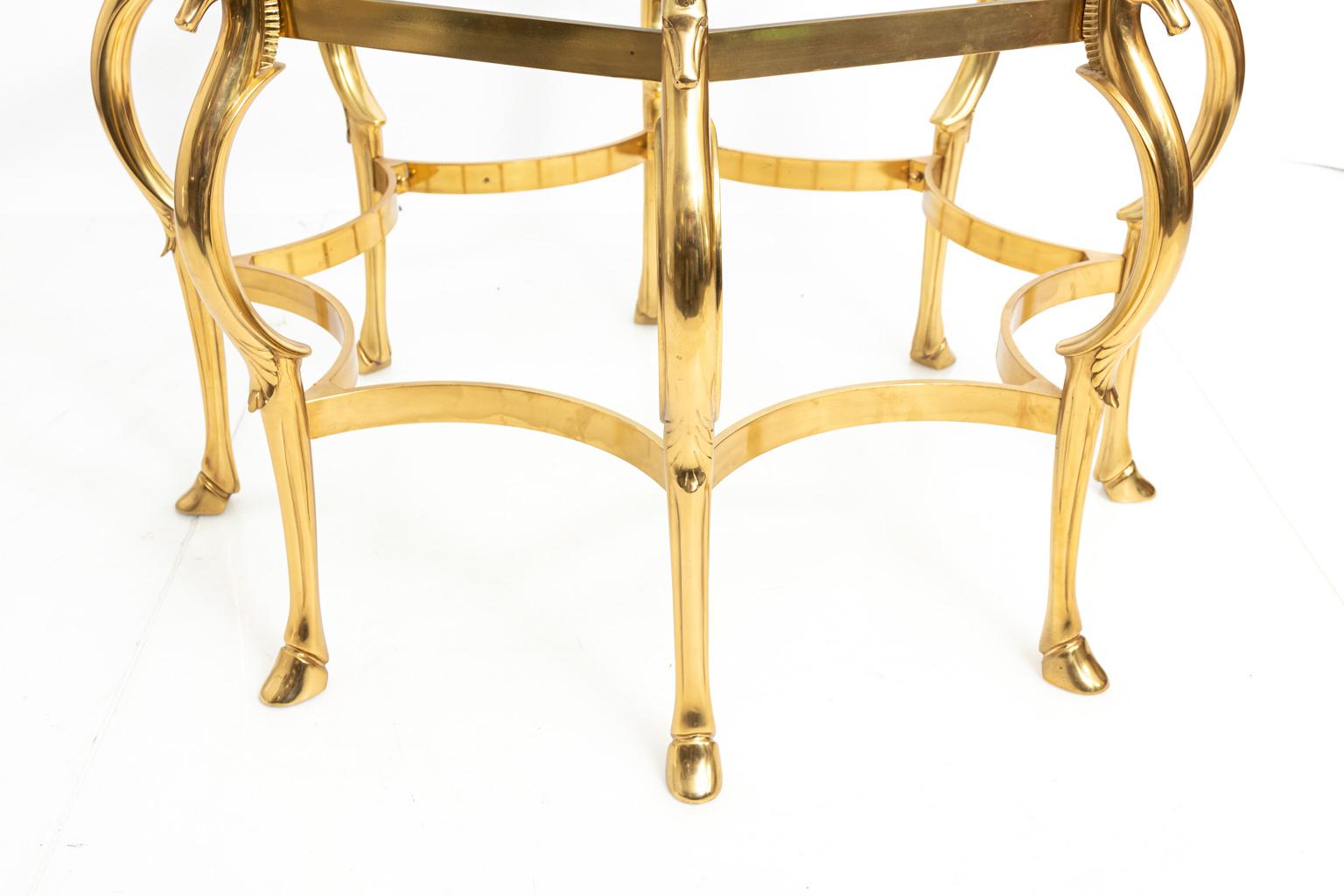 Midcentury Brass Cheval Horse Dining Table Attributed to Maison Jansen 3