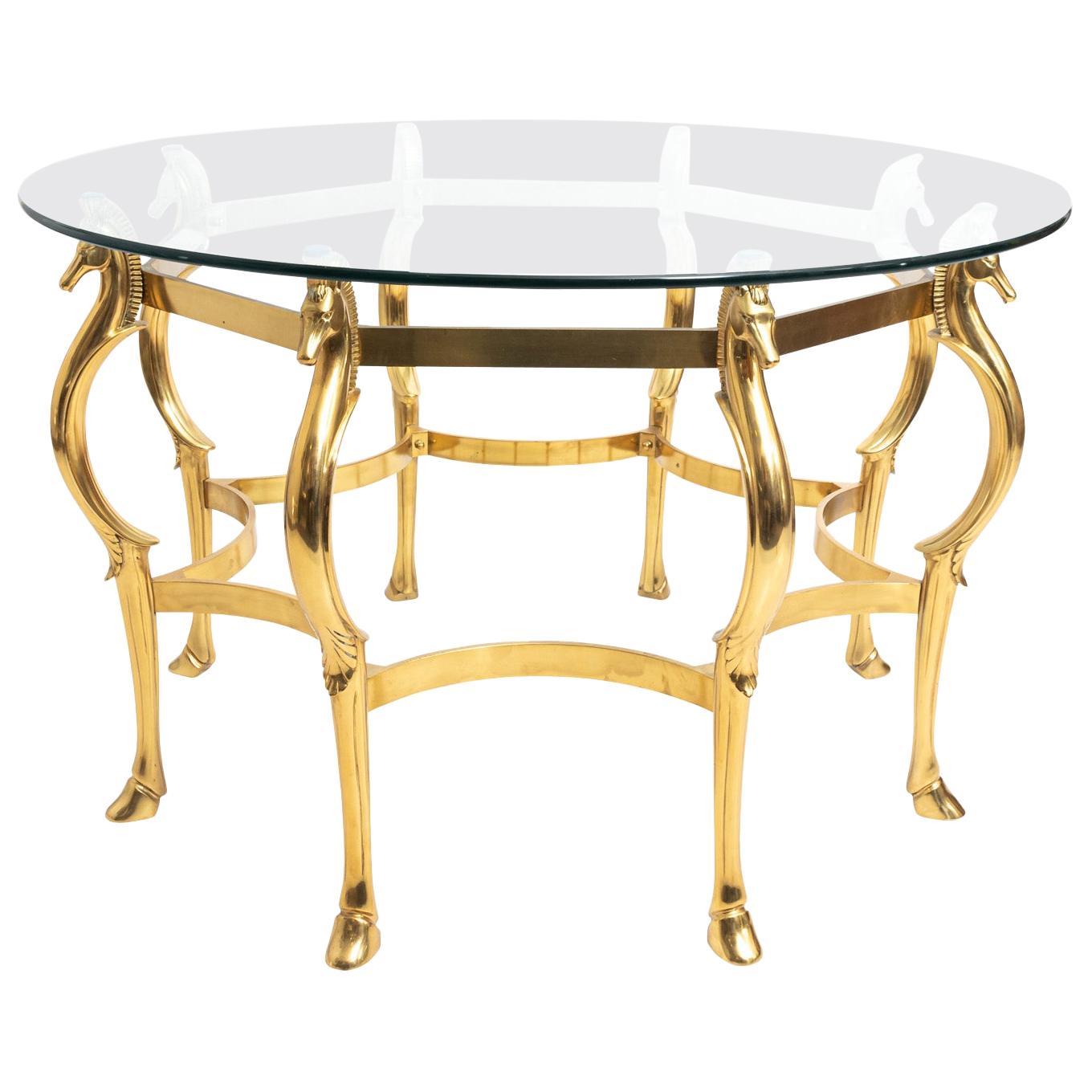 Midcentury Brass Cheval Horse Dining Table Attributed to Maison Jansen