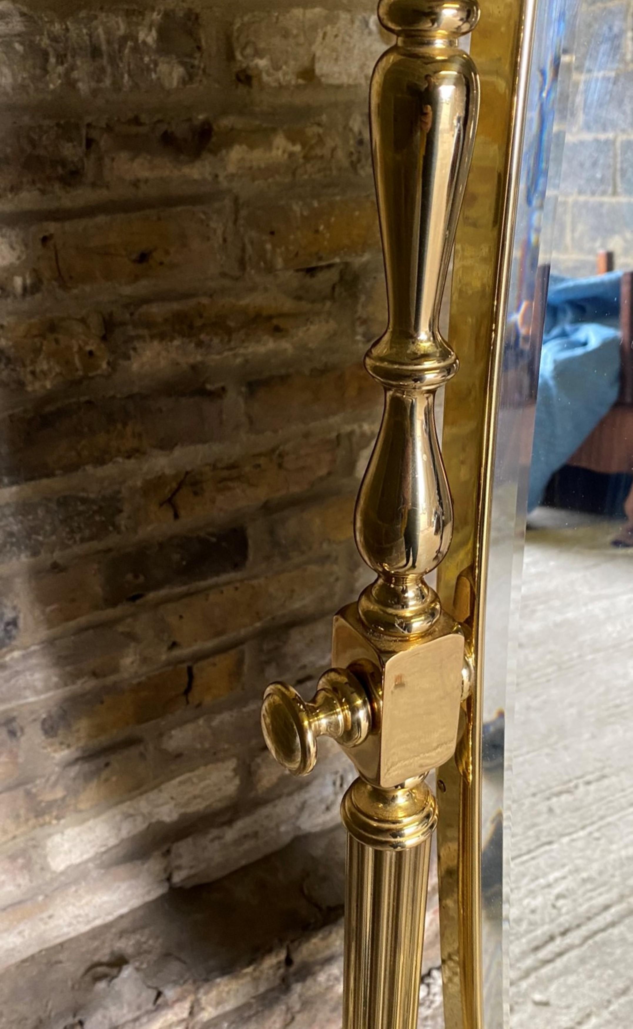 Mid century Floor Standing Brass Cheval Mirror, Italian, 1970s 3