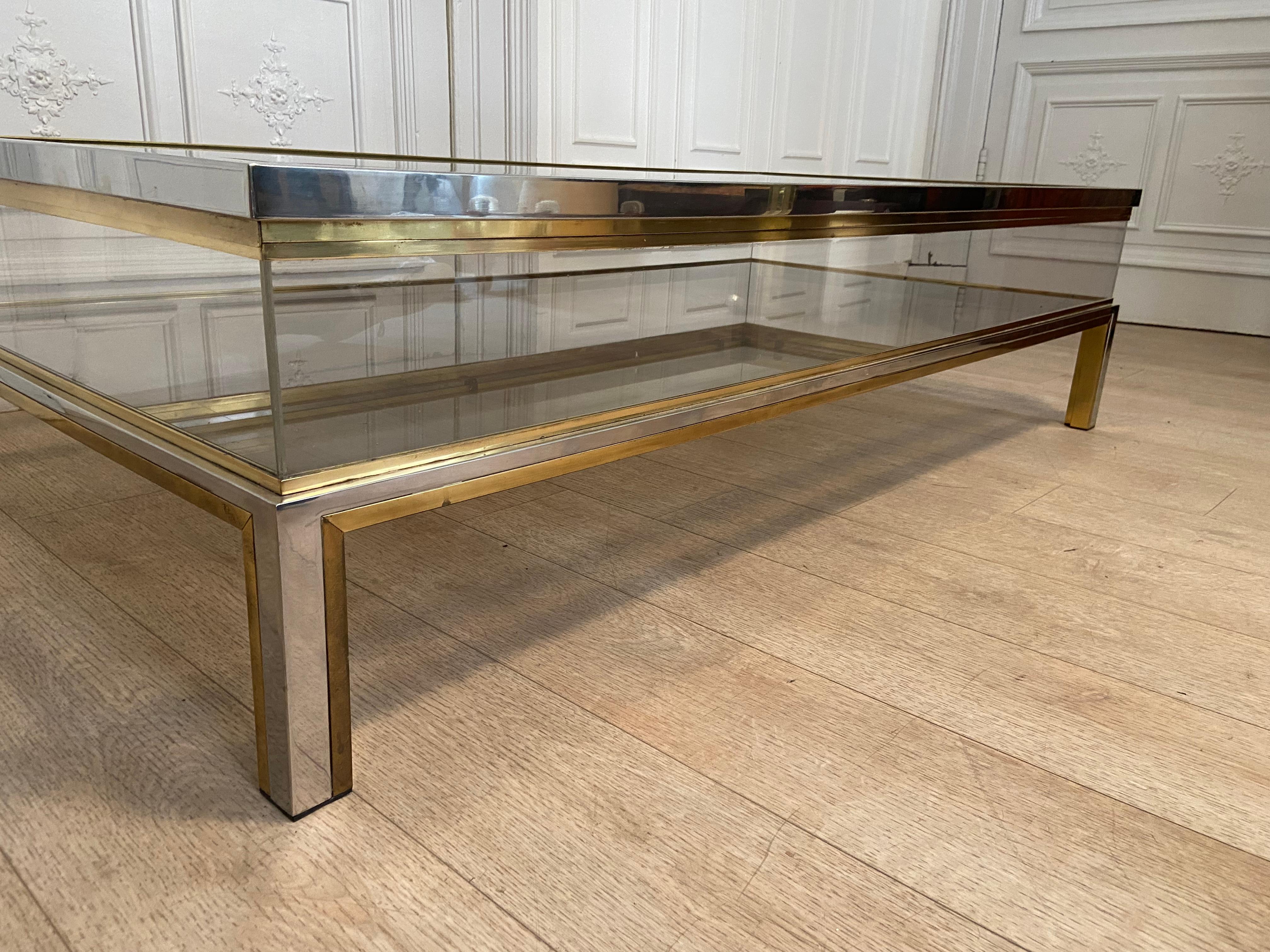 Table basse en laiton, chrome et verre du milieu du siècle en vente 5