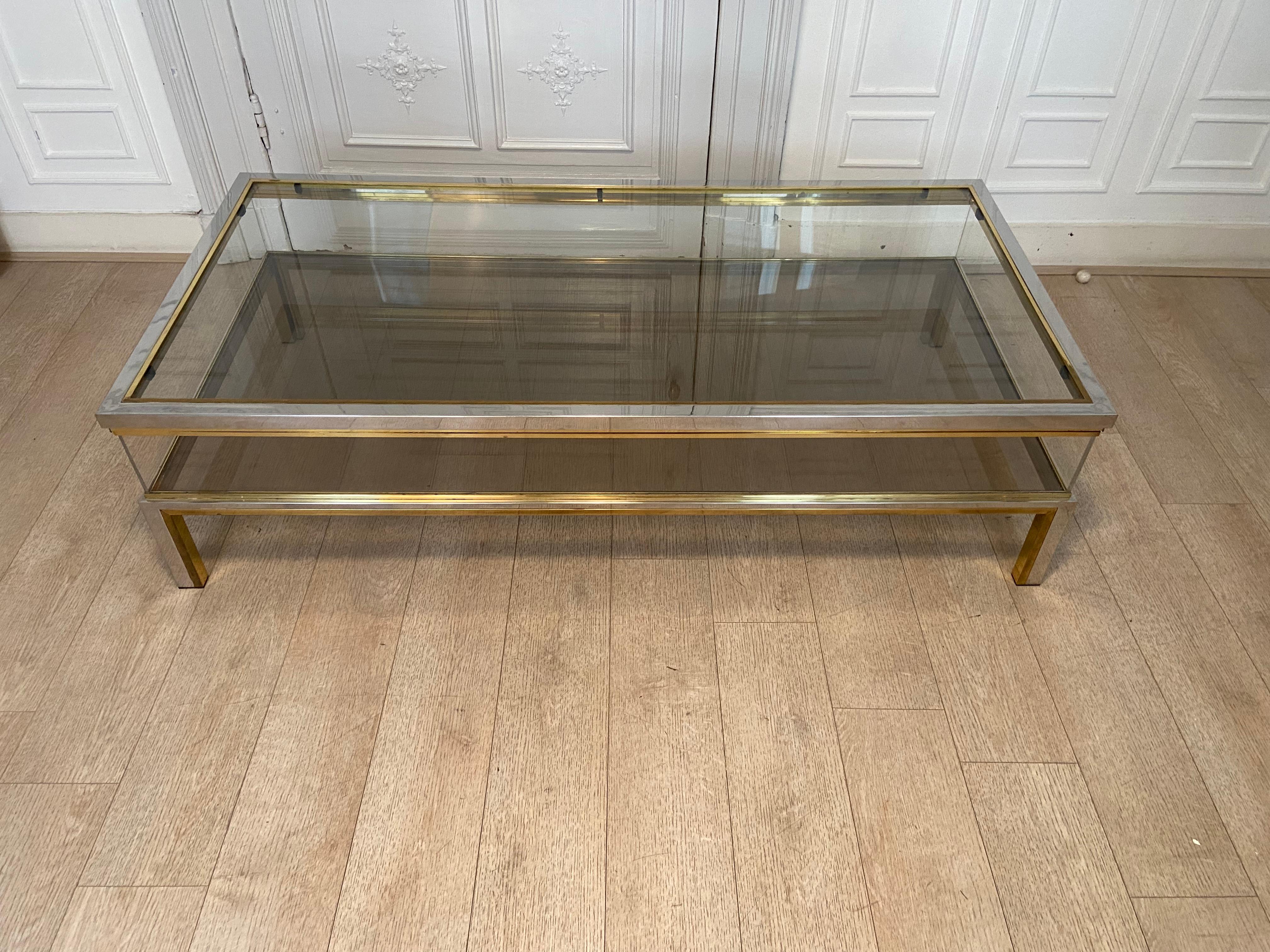 Midcentury Brass, Chrome, and Glass Showcase Coffee Table For Sale 6