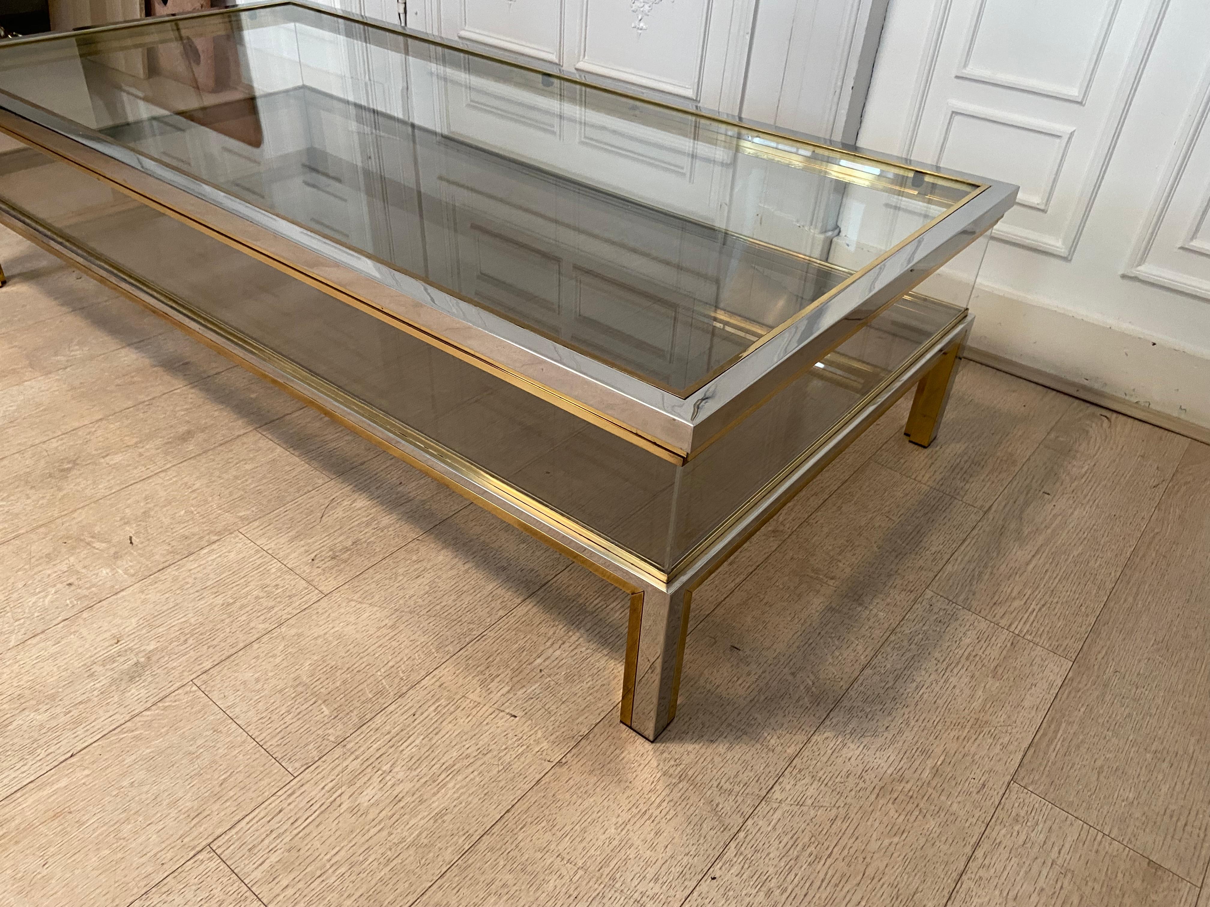 Midcentury Brass, Chrome, and Glass Showcase Coffee Table For Sale 2