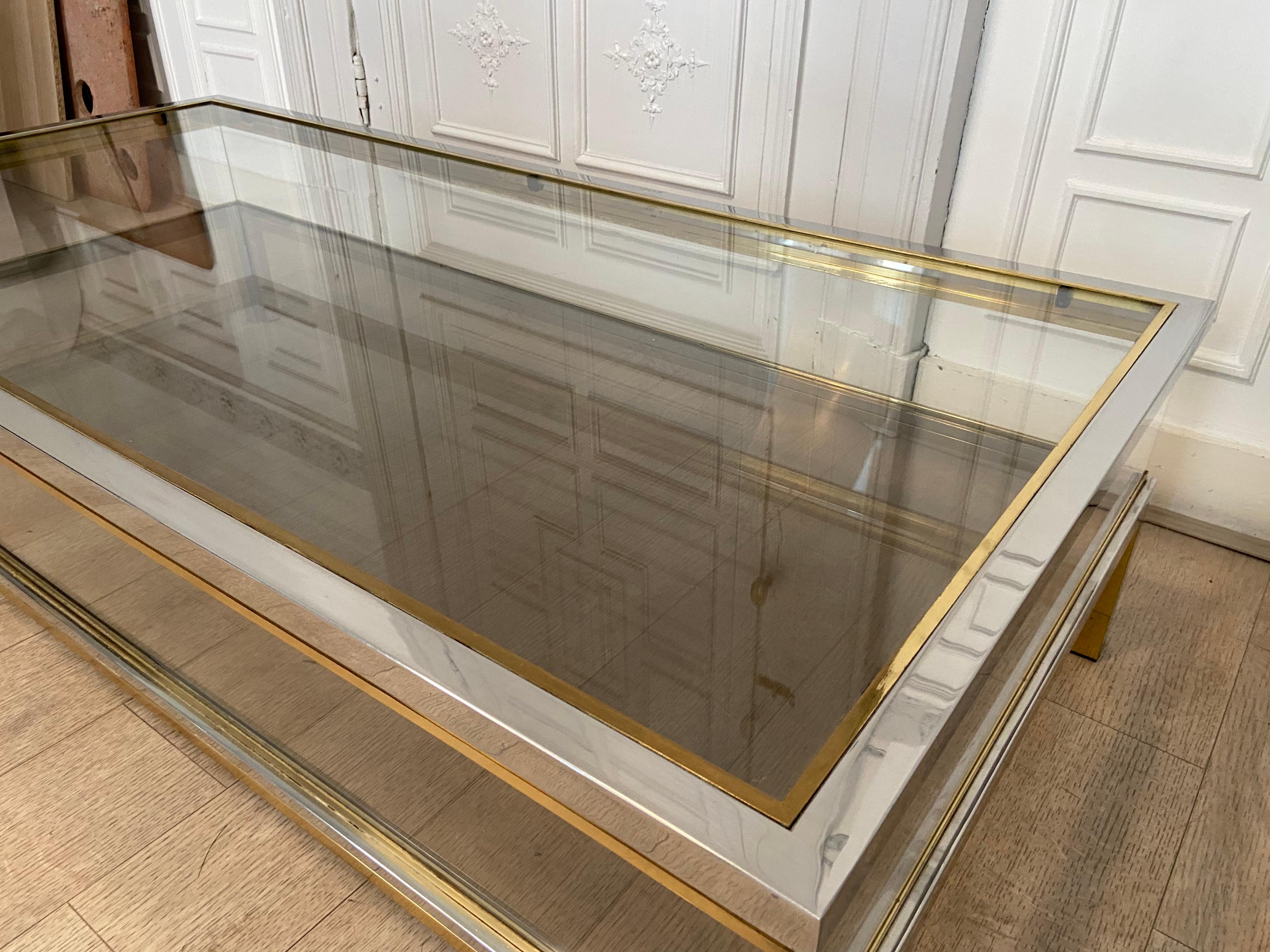 Midcentury Brass, Chrome, and Glass Showcase Coffee Table For Sale 3