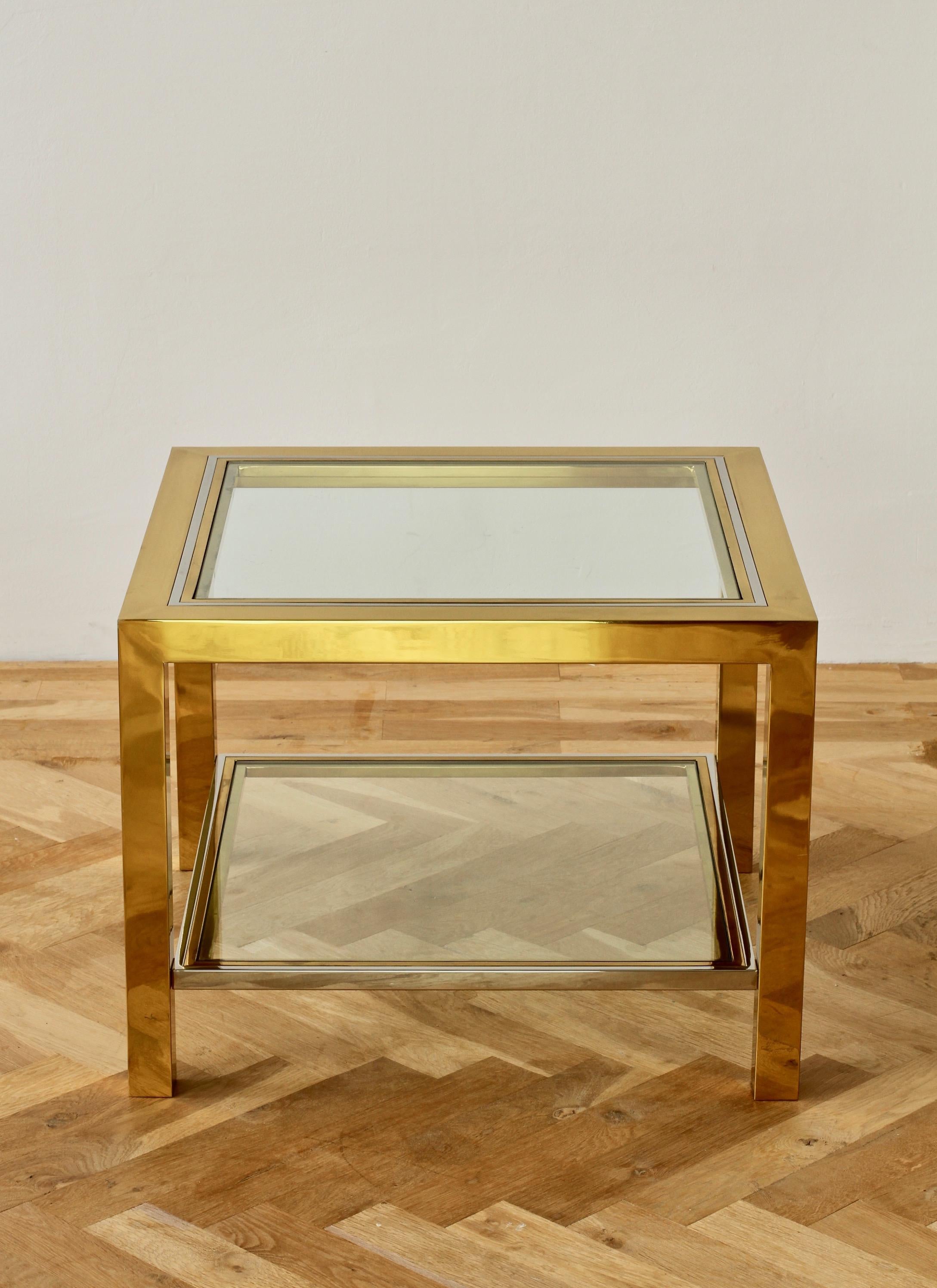 Mid-Century Modern Mid-Century Brass & Chrome Bicolor Side Attributed to Maison Jansen circa 1970s For Sale
