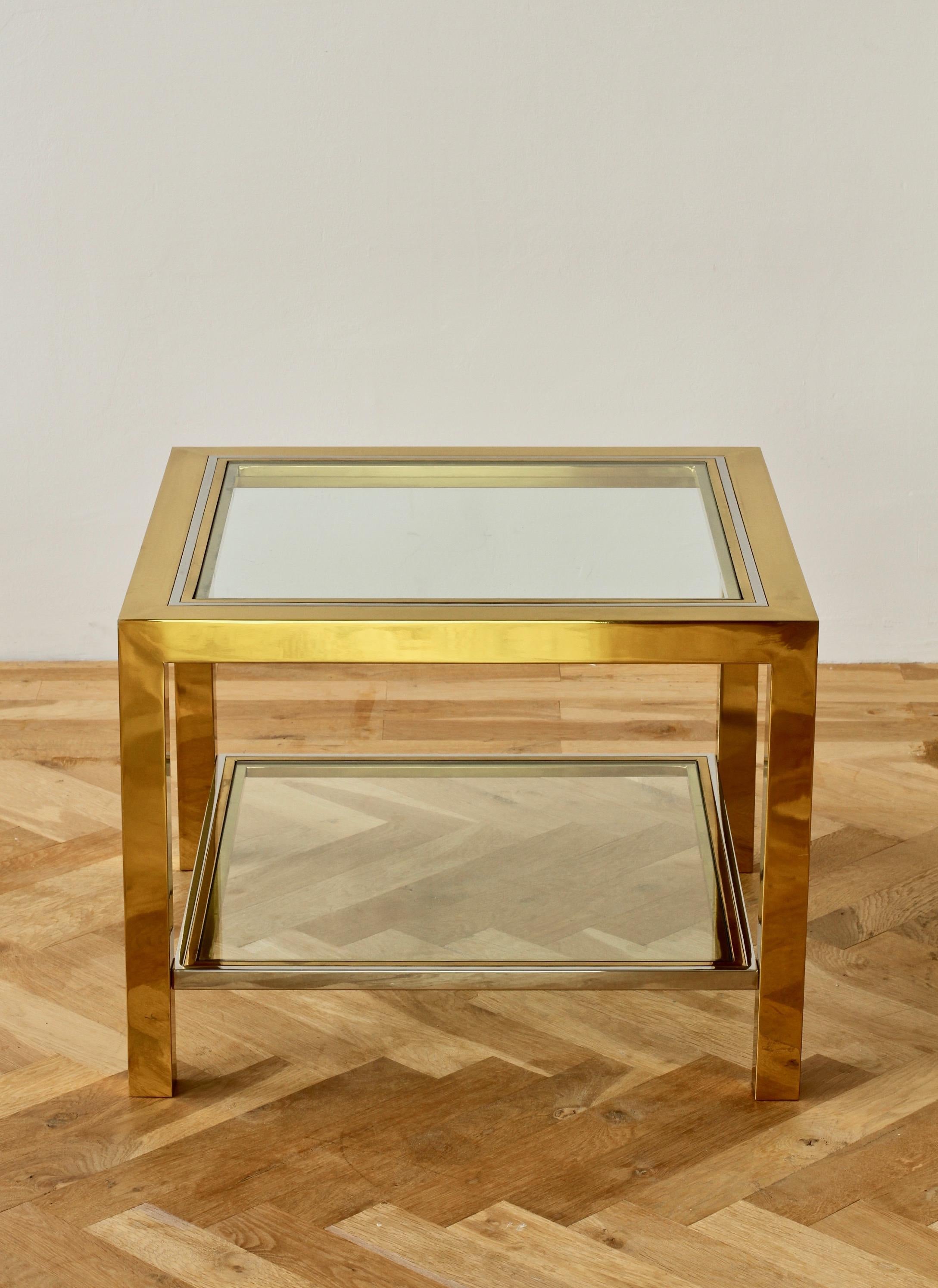 Bicolor-Beistell aus Messing und Chrom aus der Mitte des Jahrhunderts, Maison Jansen zugeschrieben, ca. 1970er Jahre (Moderne der Mitte des Jahrhunderts) im Angebot