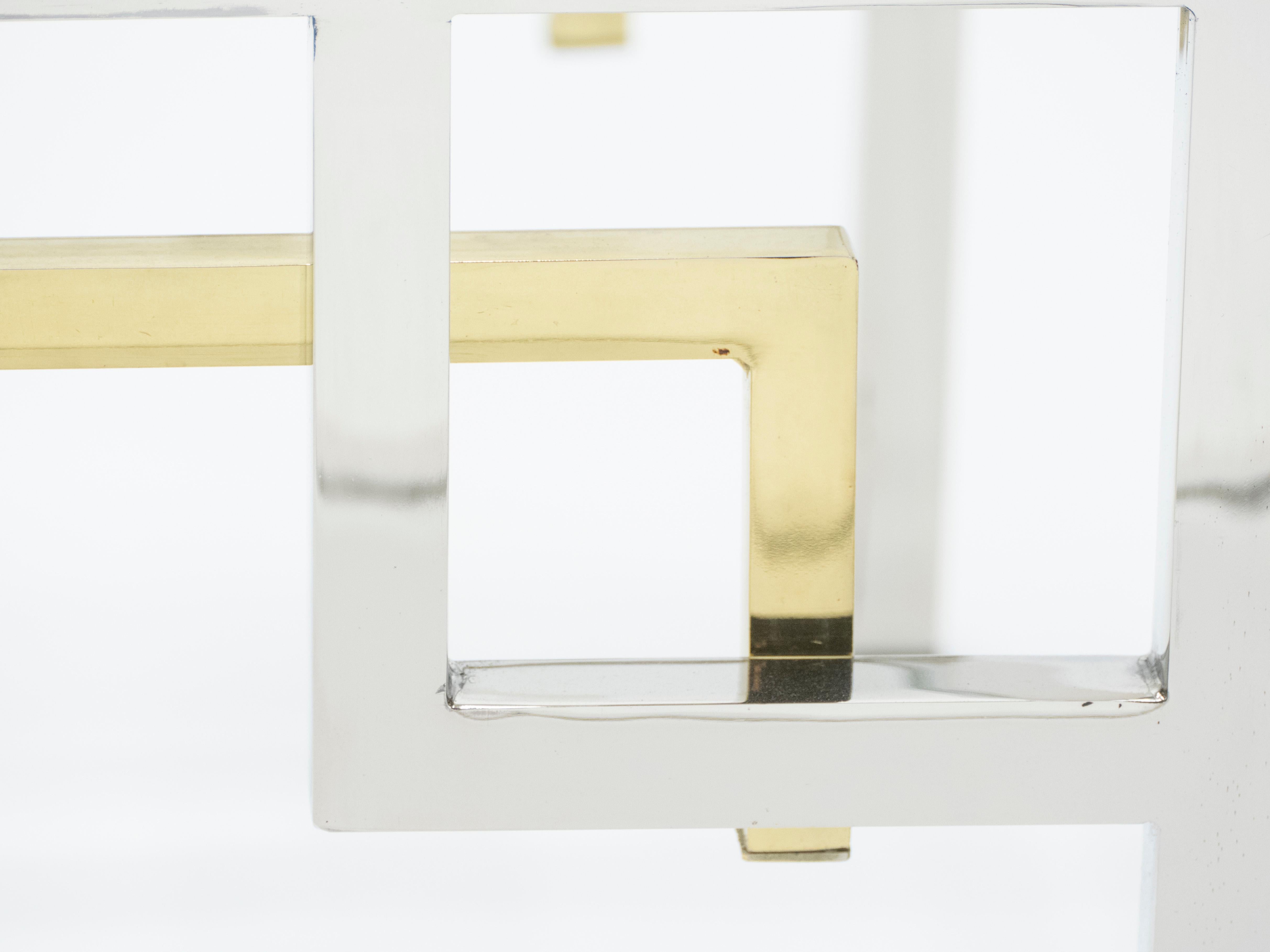 Midcentury Brass Chrome Side Tables by Guy Lefèvre for Maison Jansen, 1970s In Good Condition For Sale In Paris, IDF