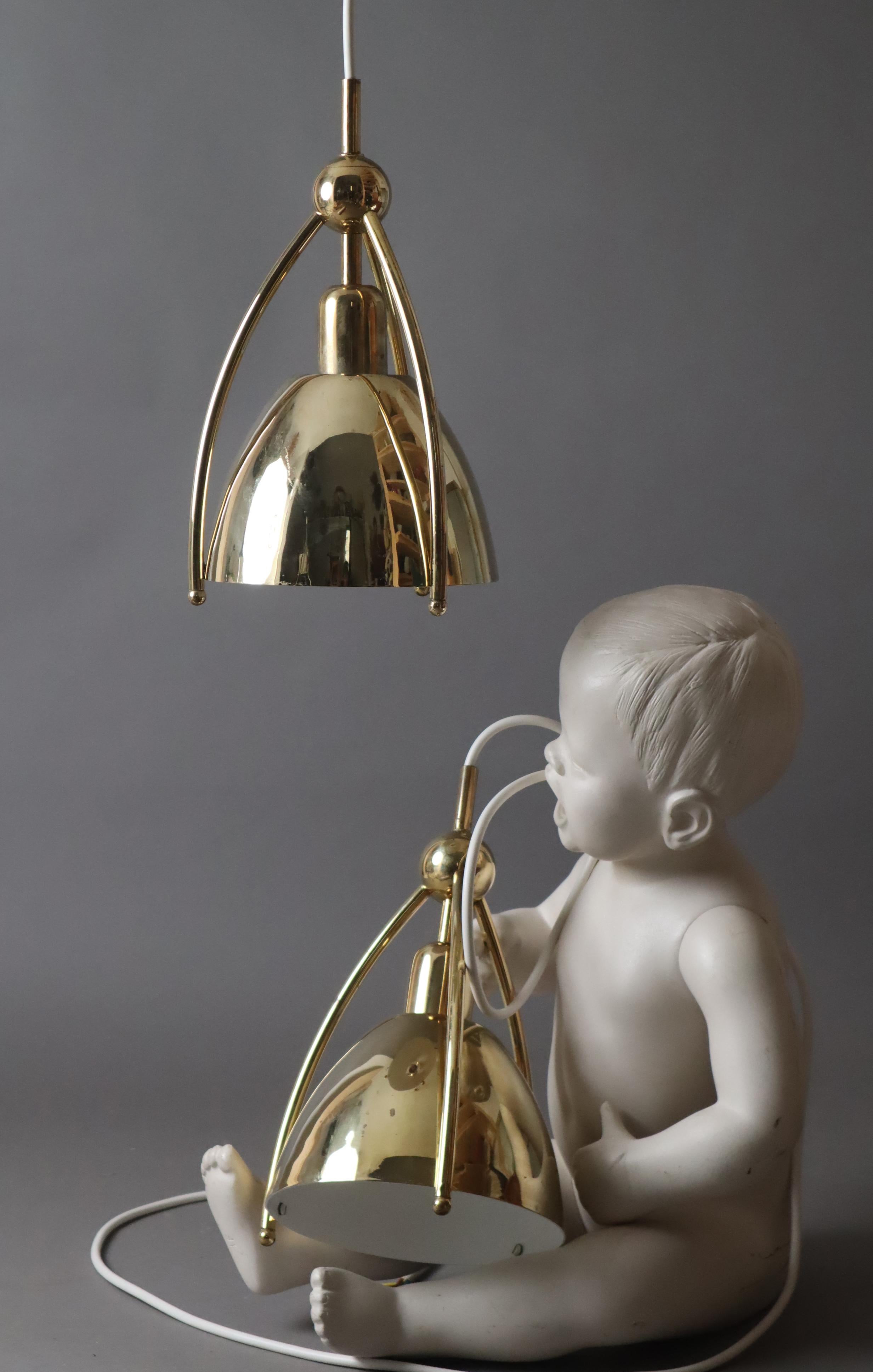 Mid-20th Century Mid-Century Brass Church Hanging Lamp from WKR Leuchten 1960s For Sale