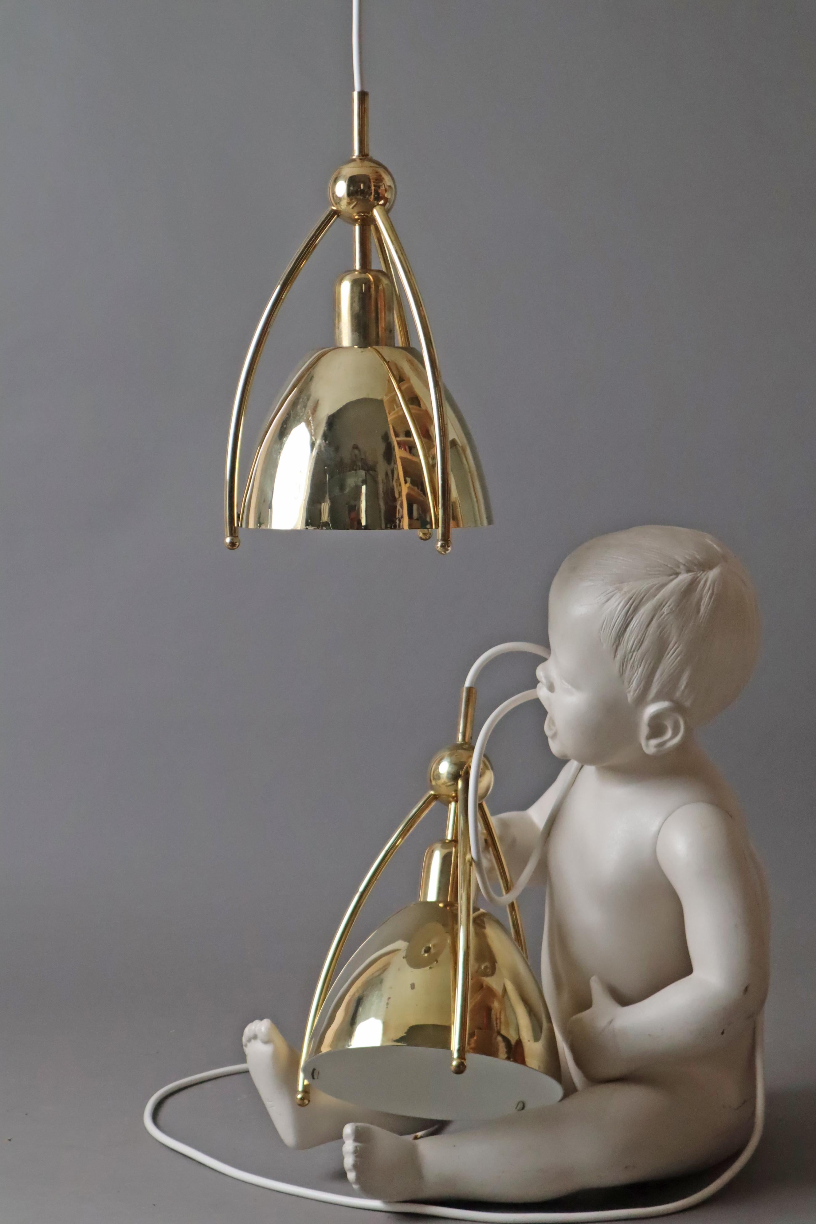 Mid-Century Brass Church Hanging Lamp from WKR Leuchten 1960s For Sale 1