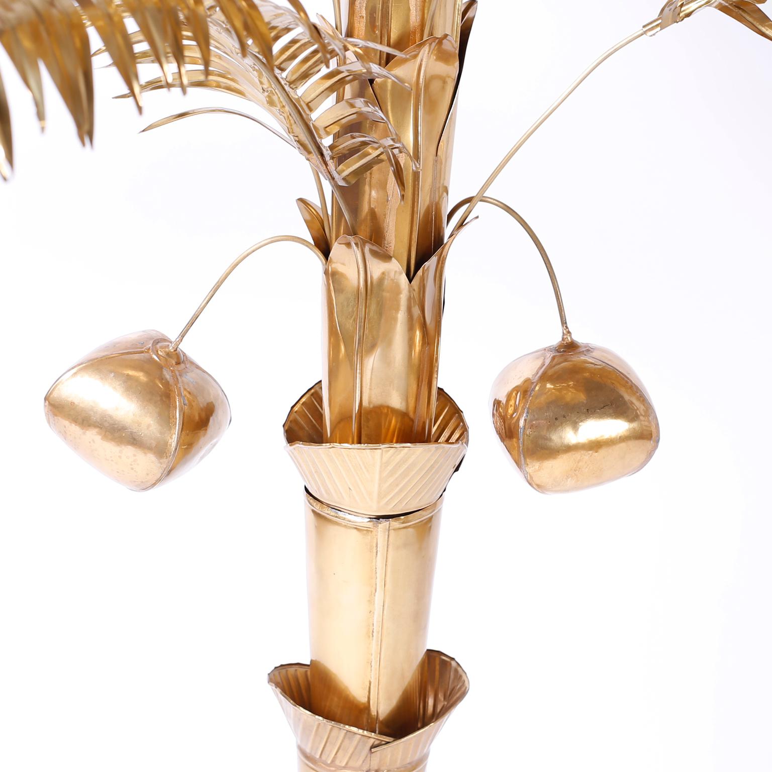 Italian Midcentury Brass Coconut Palm Tree