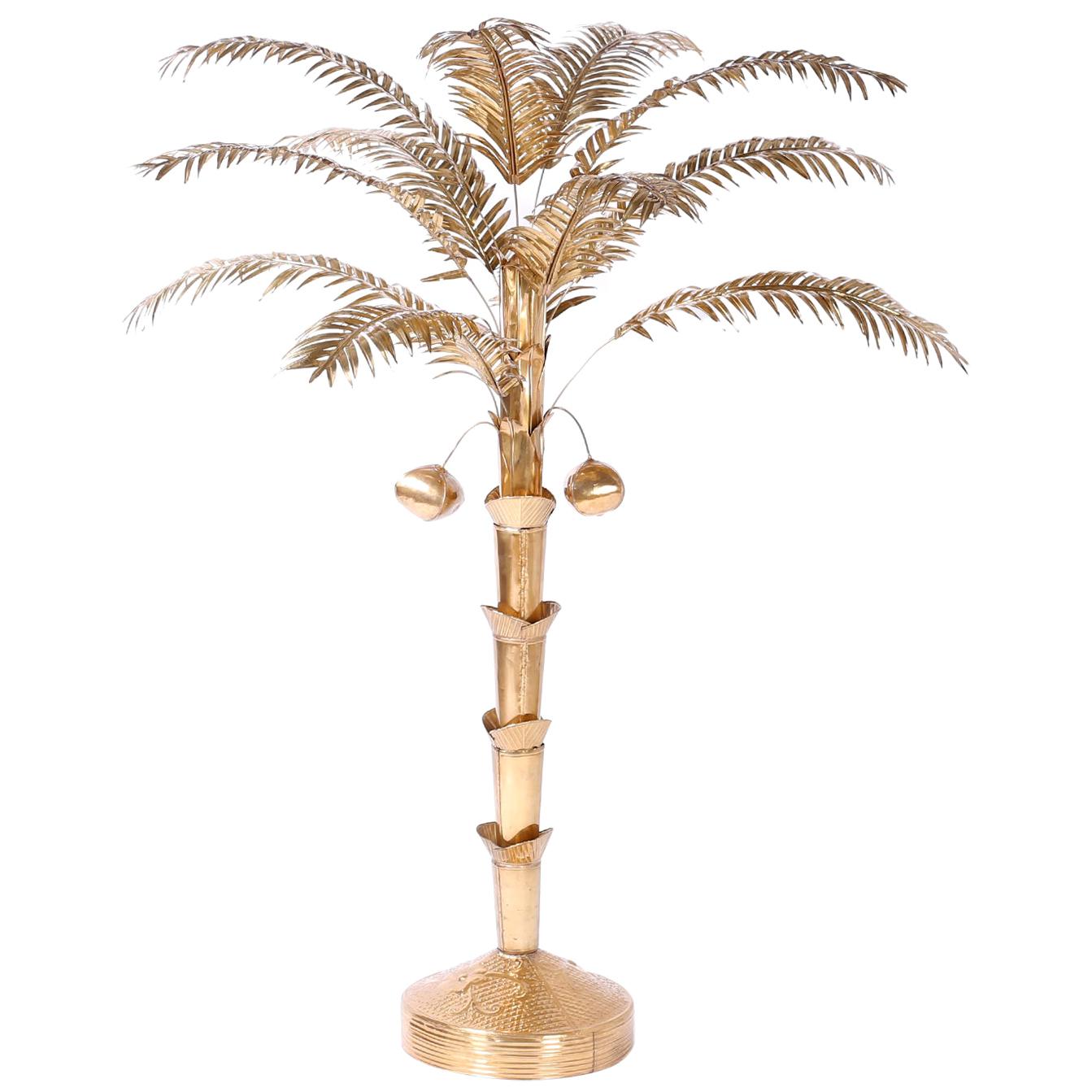 Midcentury Brass Coconut Palm Tree