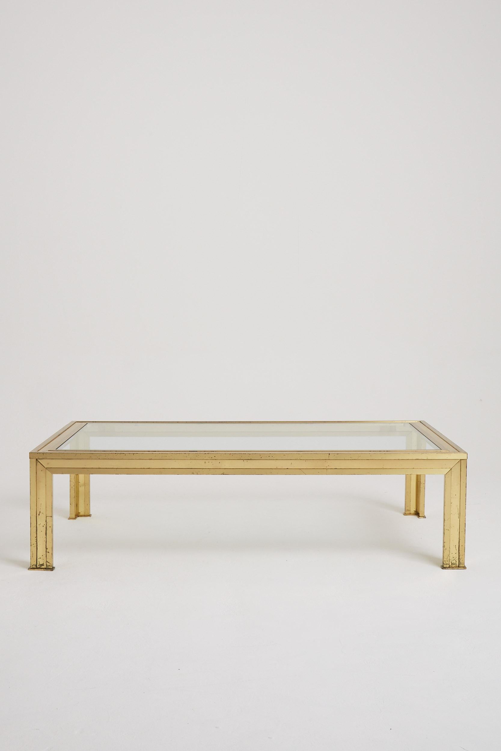 French Mid-Century Brass Coffee Table