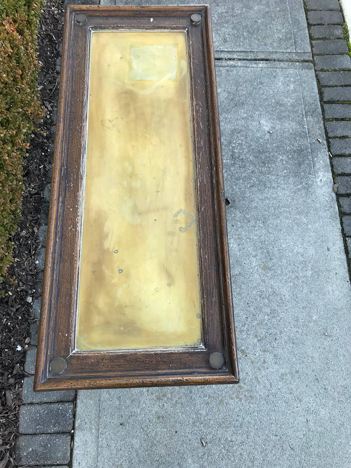 Midcentury Brass Console with Wood In Good Condition In Atlanta, GA