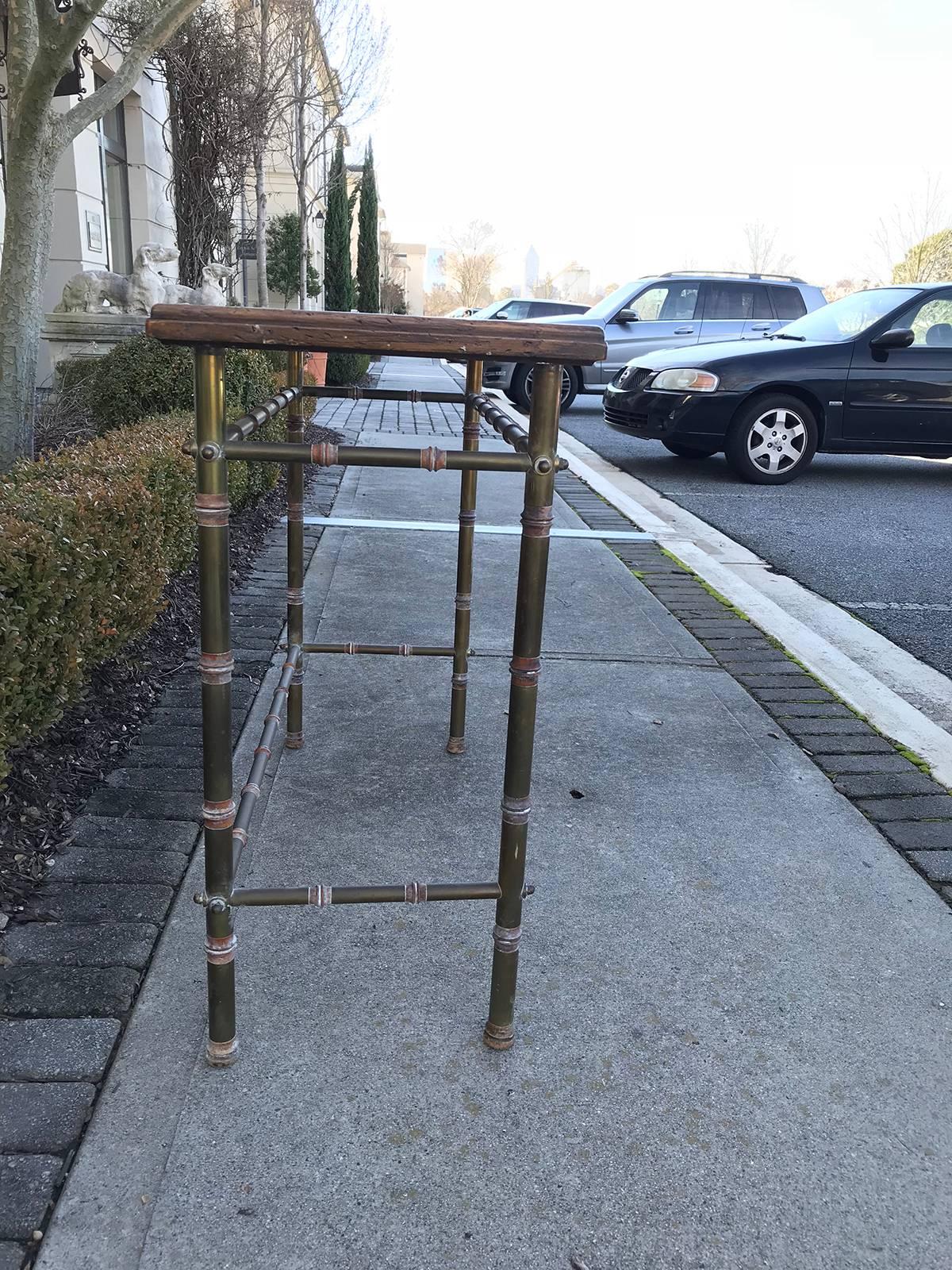 20th Century Midcentury Brass Console with Wood