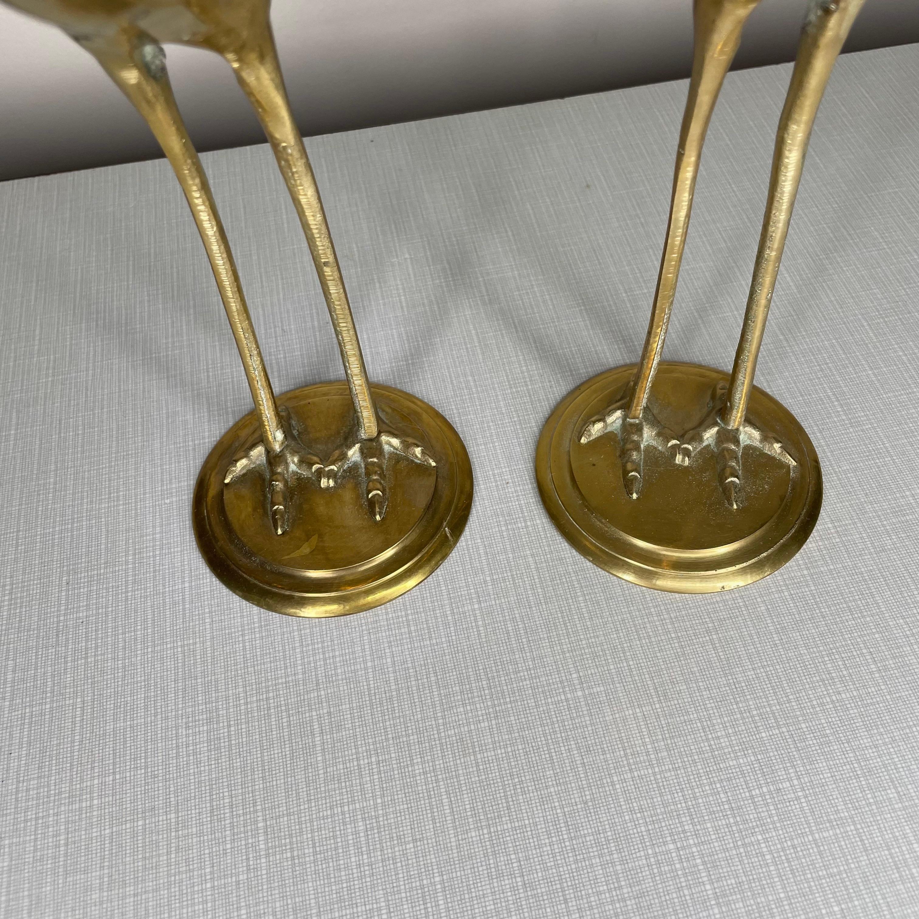 Polished Mid-Century Brass Cranes Matching, a Pair