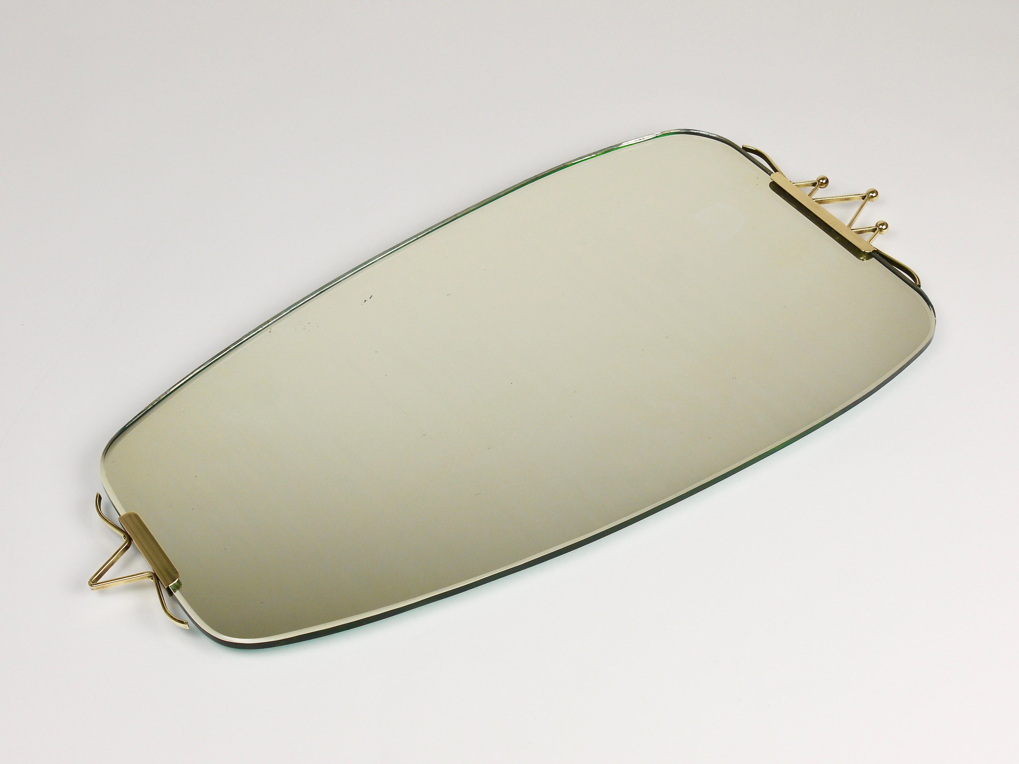 Mid-Century Modern Mid-Century Brass Crown Wall Mirror, Gio Ponti Style, Italy, 1940s For Sale