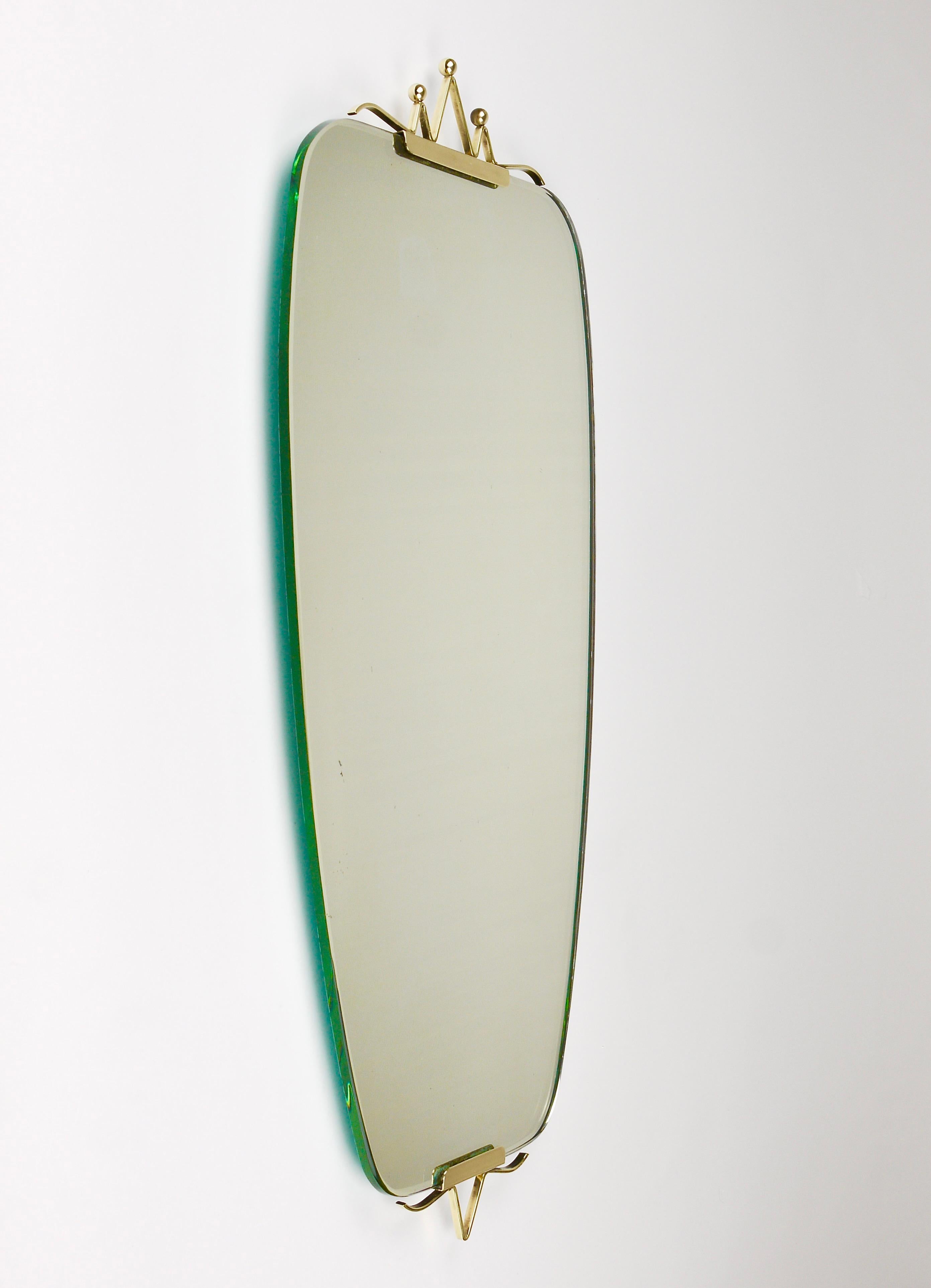 20th Century Mid-Century Brass Crown Wall Mirror, Gio Ponti Style, Italy, 1940s For Sale