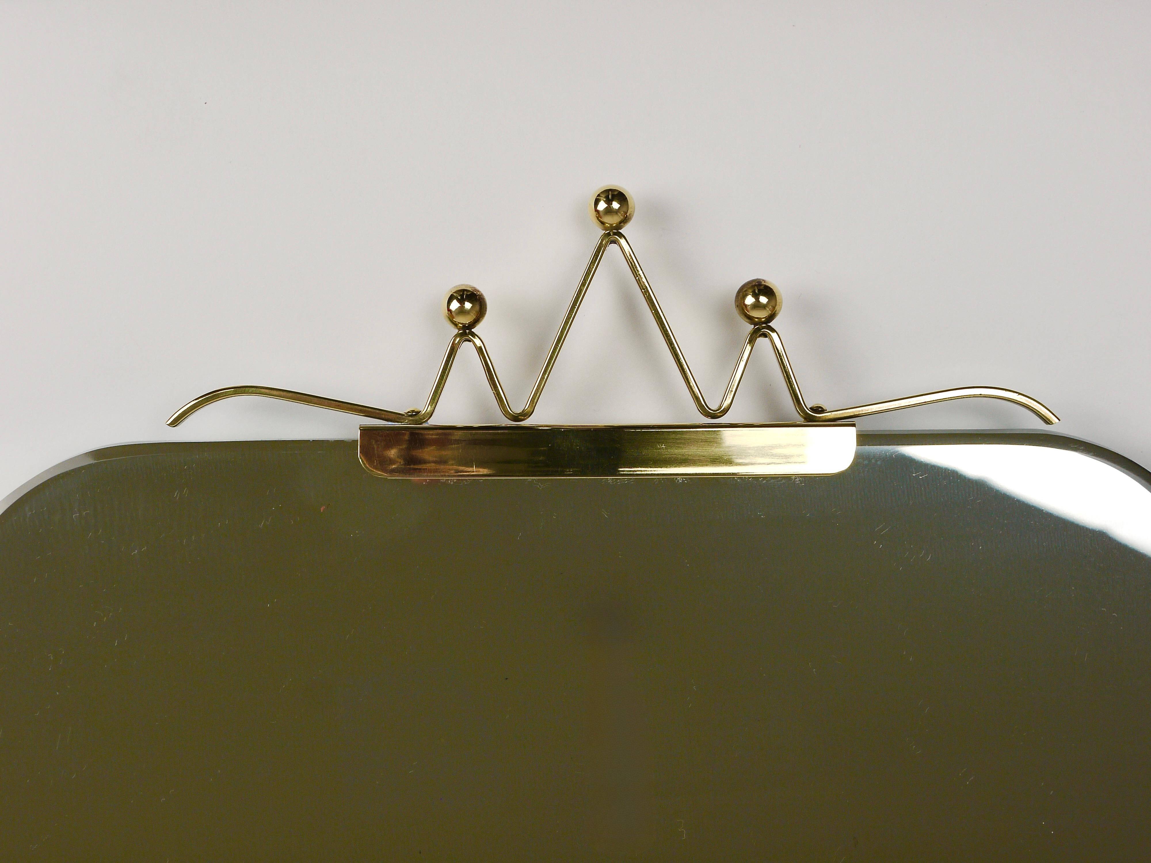 Mid-Century Brass Crown Wall Mirror, Gio Ponti Style, Italy, 1940s For Sale 1