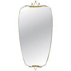 Miroir mural à couronne en laiton du milieu du siècle, style Gio Ponti, Italie, années 1940