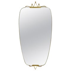 Espejo de pared con corona de latón de mediados de siglo, estilo Gio Ponti, Italia, años 40