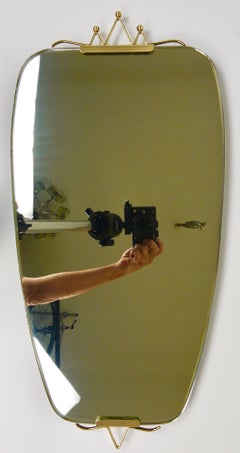 Mid-Century Brass Crown Wall Mirror, Gio Ponti Style, Italy, 1940s