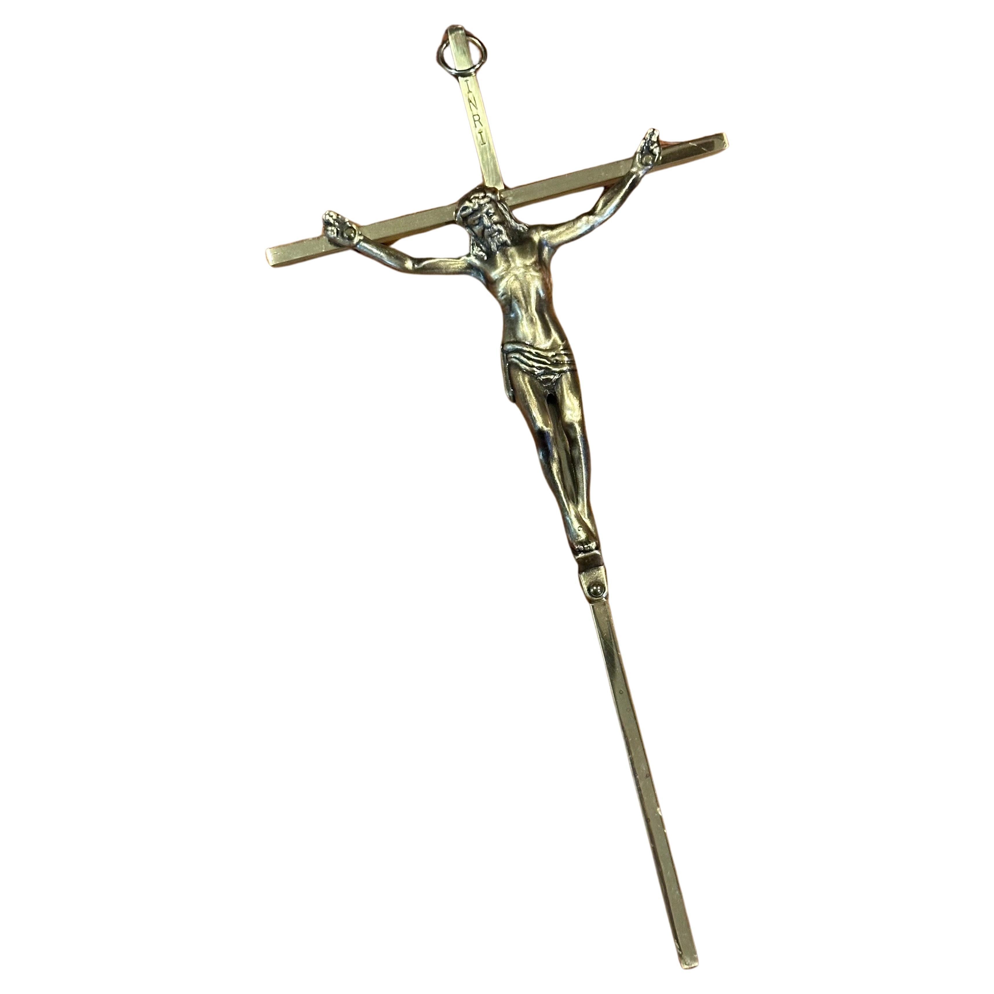 Mid-Century Brass Crucifix For Sale 4
