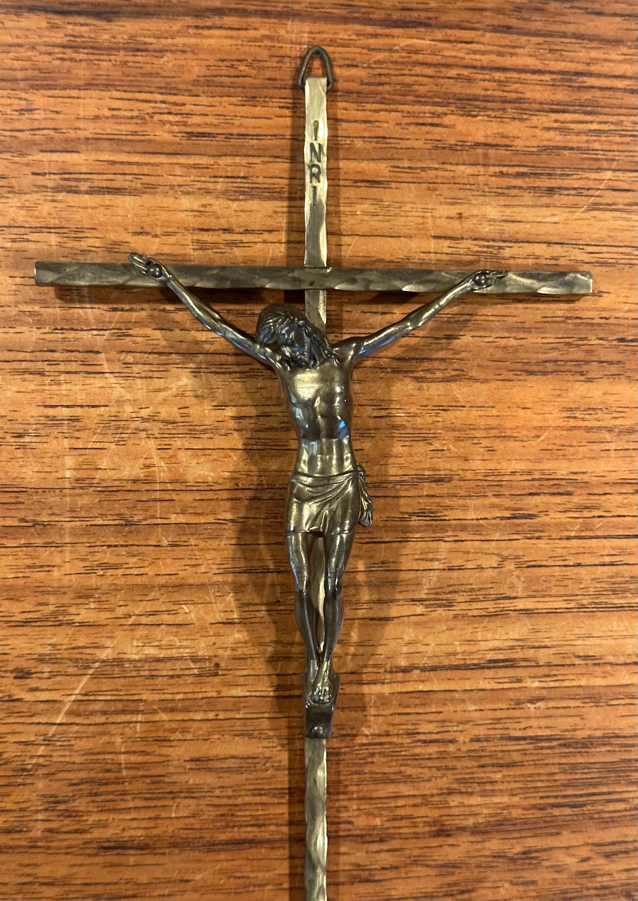 German Mid-Century Brass Crucifix For Sale