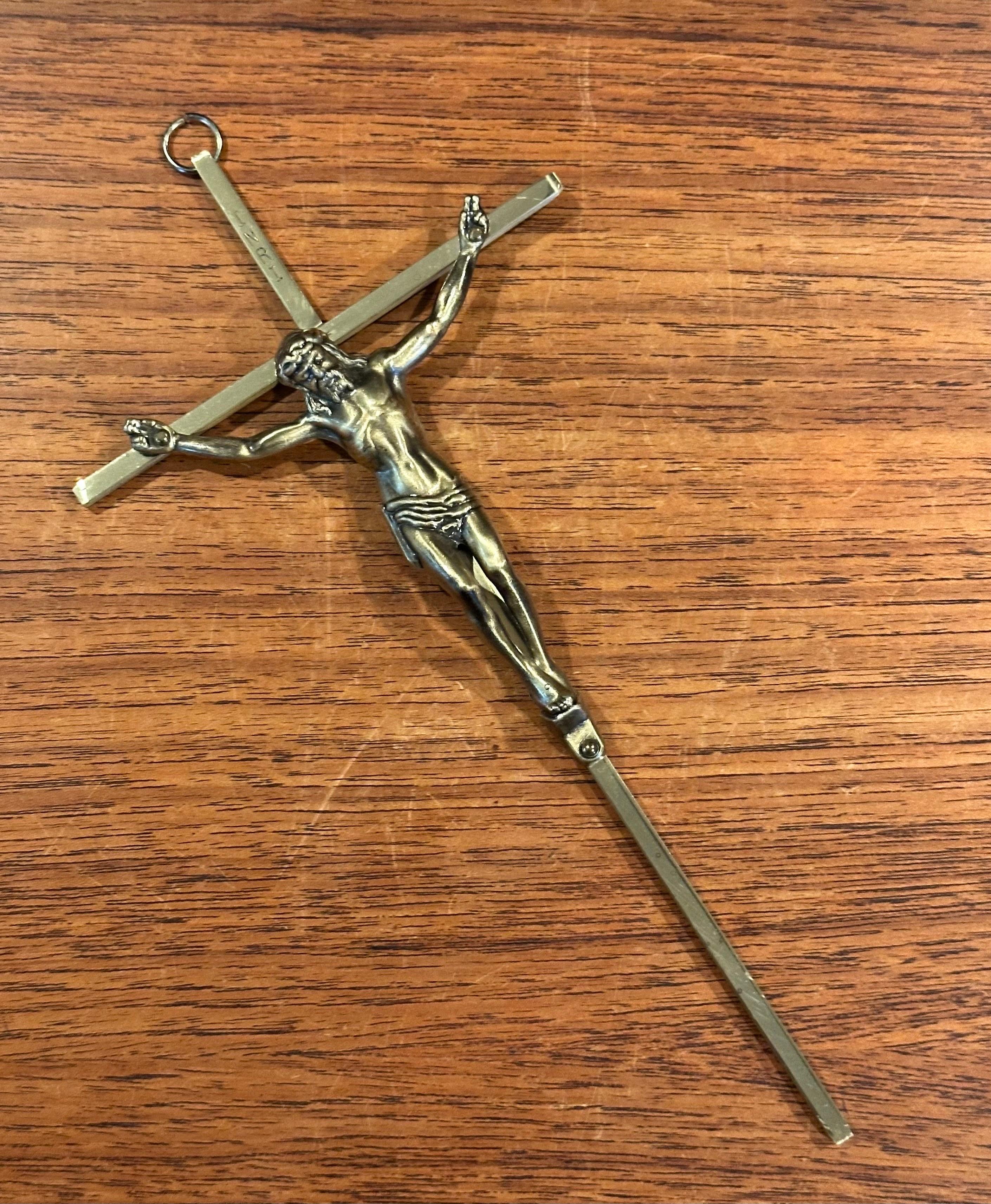 20th Century Mid-Century Brass Crucifix For Sale