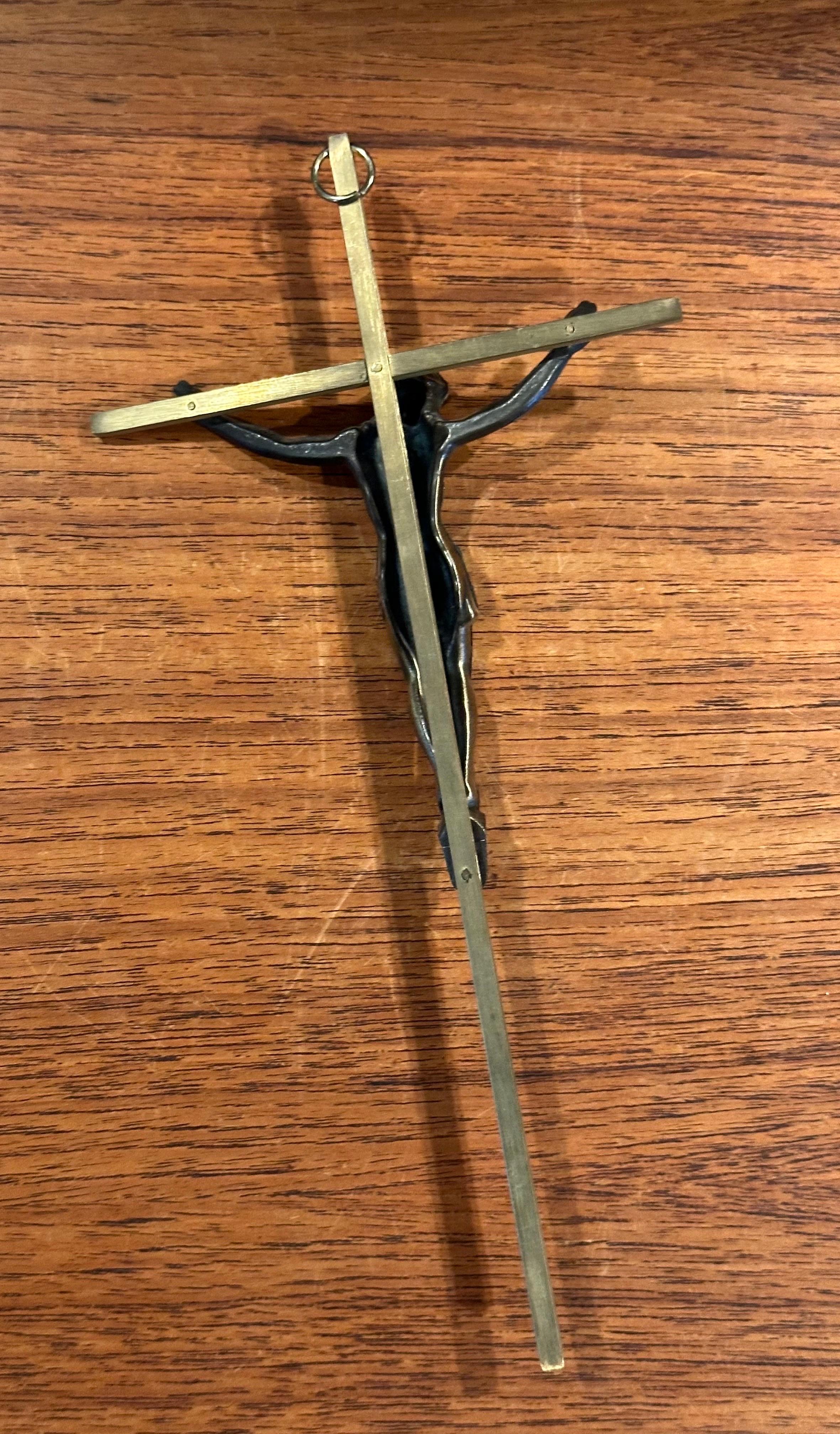 Mid-Century Brass Crucifix For Sale 2