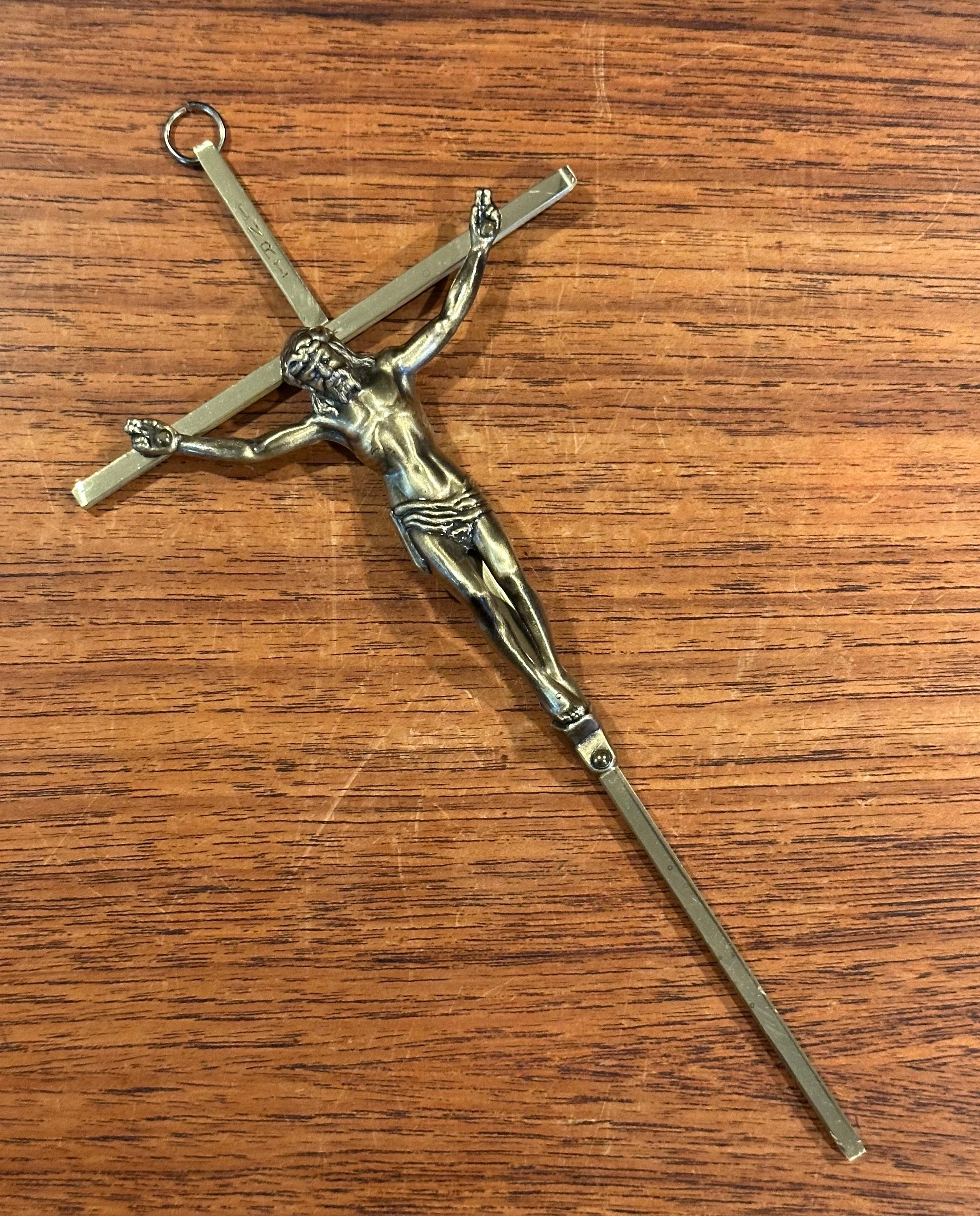 Mid-Century Brass Crucifix For Sale 3