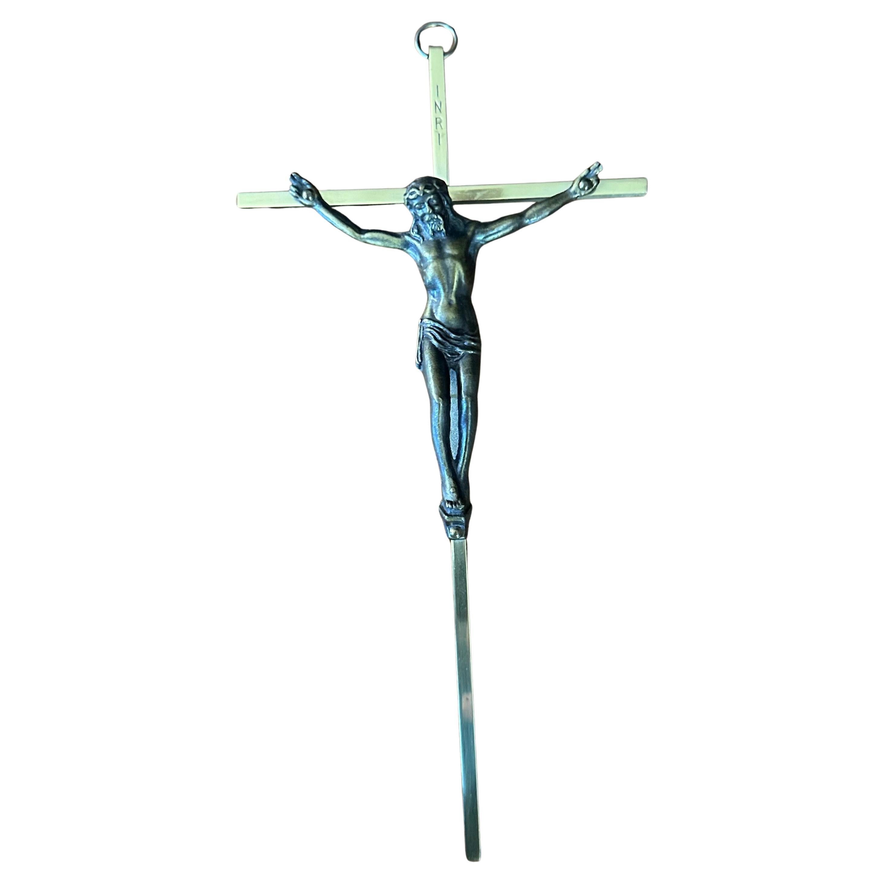 Mid-Century Brass Crucifix