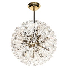 Mid-Century Brass & Crystal Sputnik Chandelier by Emil Stejnar for Rupert Nikoll
