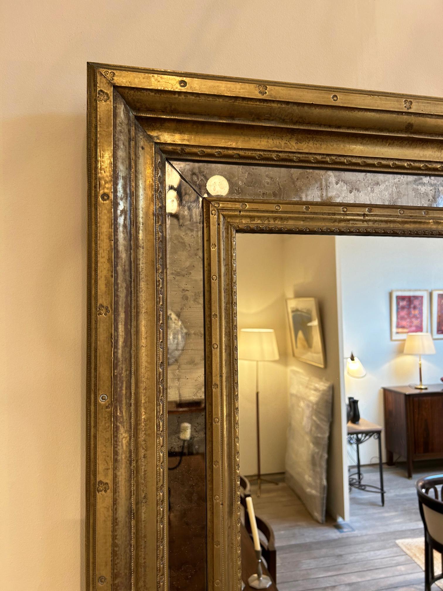 Mid-Century Brass Cushioned Mirror 3
