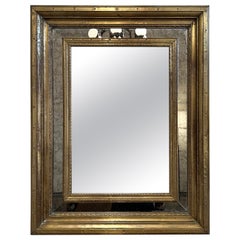 Vintage Mid-Century Brass Cushioned Mirror