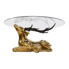 Midcentury Brass Deer Sculptural Coffee Table, 1970s