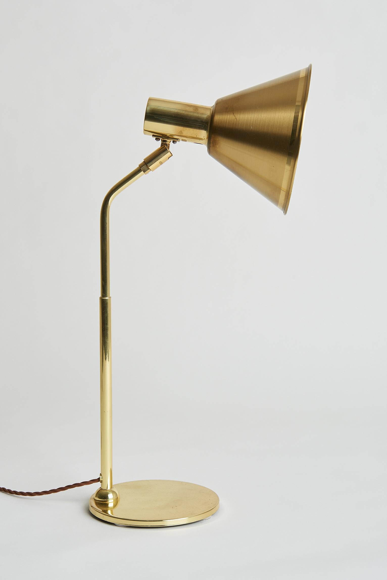 Swedish Mid-Century Brass Desk Lamp