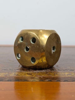 Mid Century Brass Dice Paperweight Sculpture