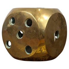 Mid Century Brass Dice Paperweight Sculpture