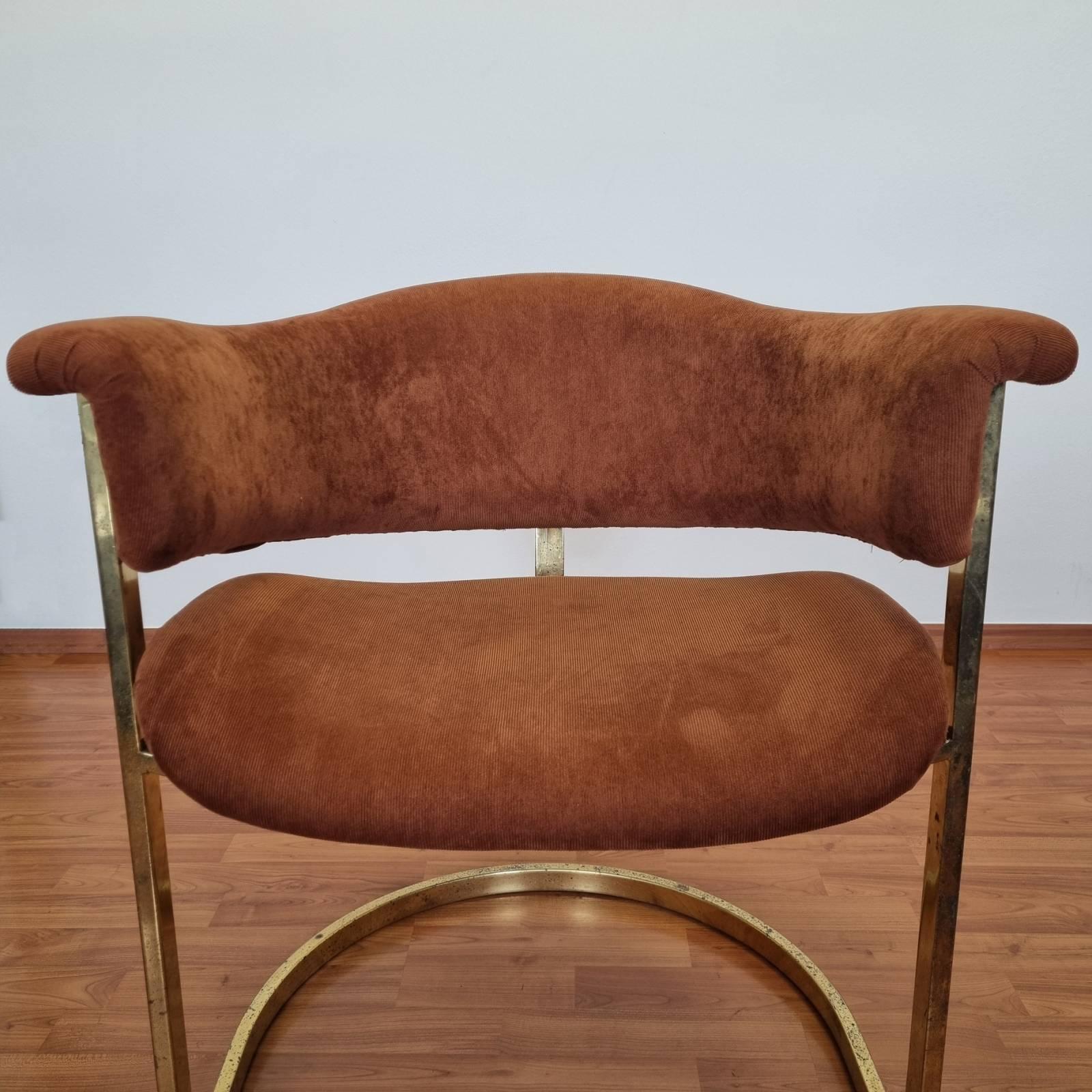 Mid-Century Modern Mid Century Brass Dining Chair by Vittorio Introini for Mario Sabot, Italy 70s For Sale