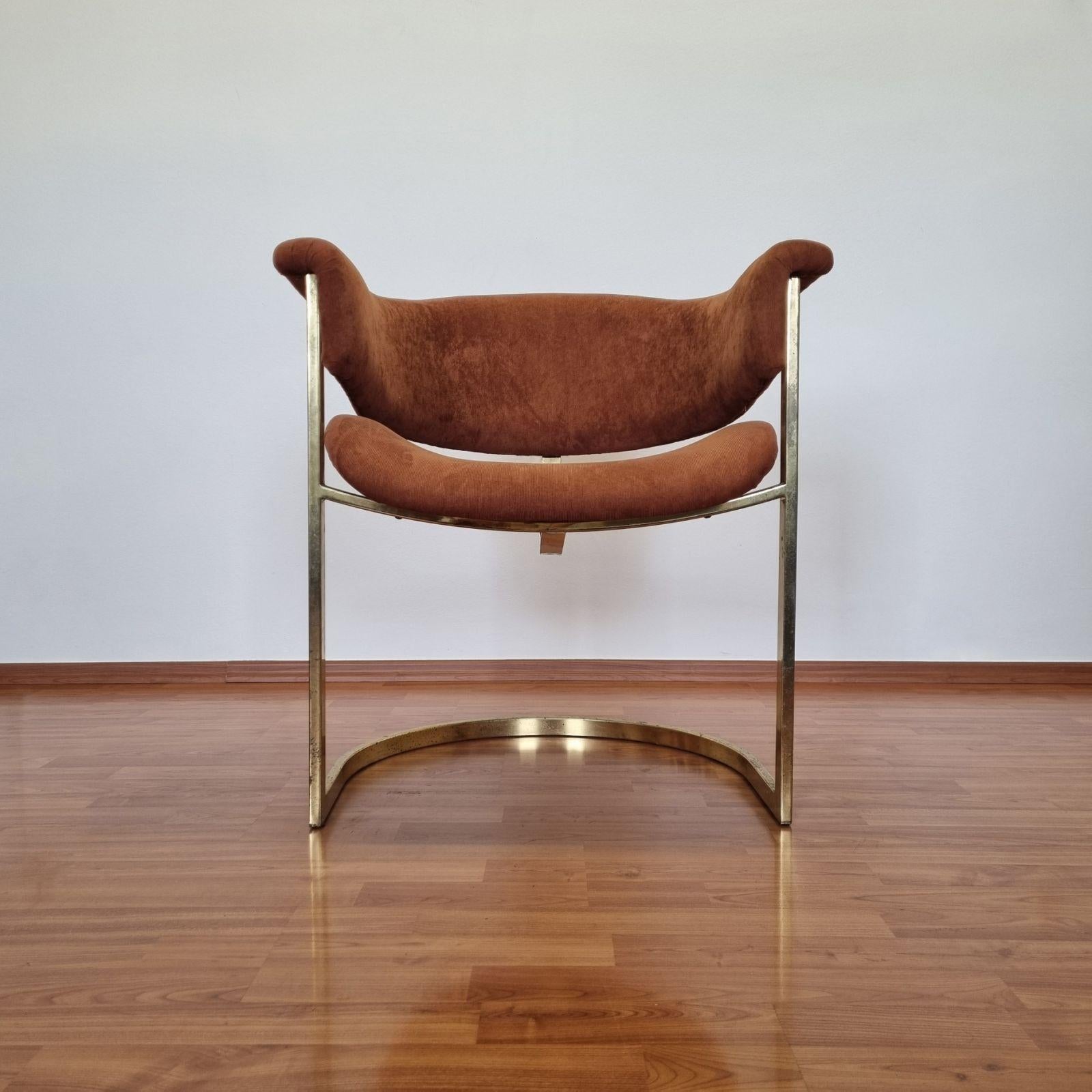 Italian Mid Century Brass Dining Chair by Vittorio Introini for Mario Sabot, Italy 70s For Sale