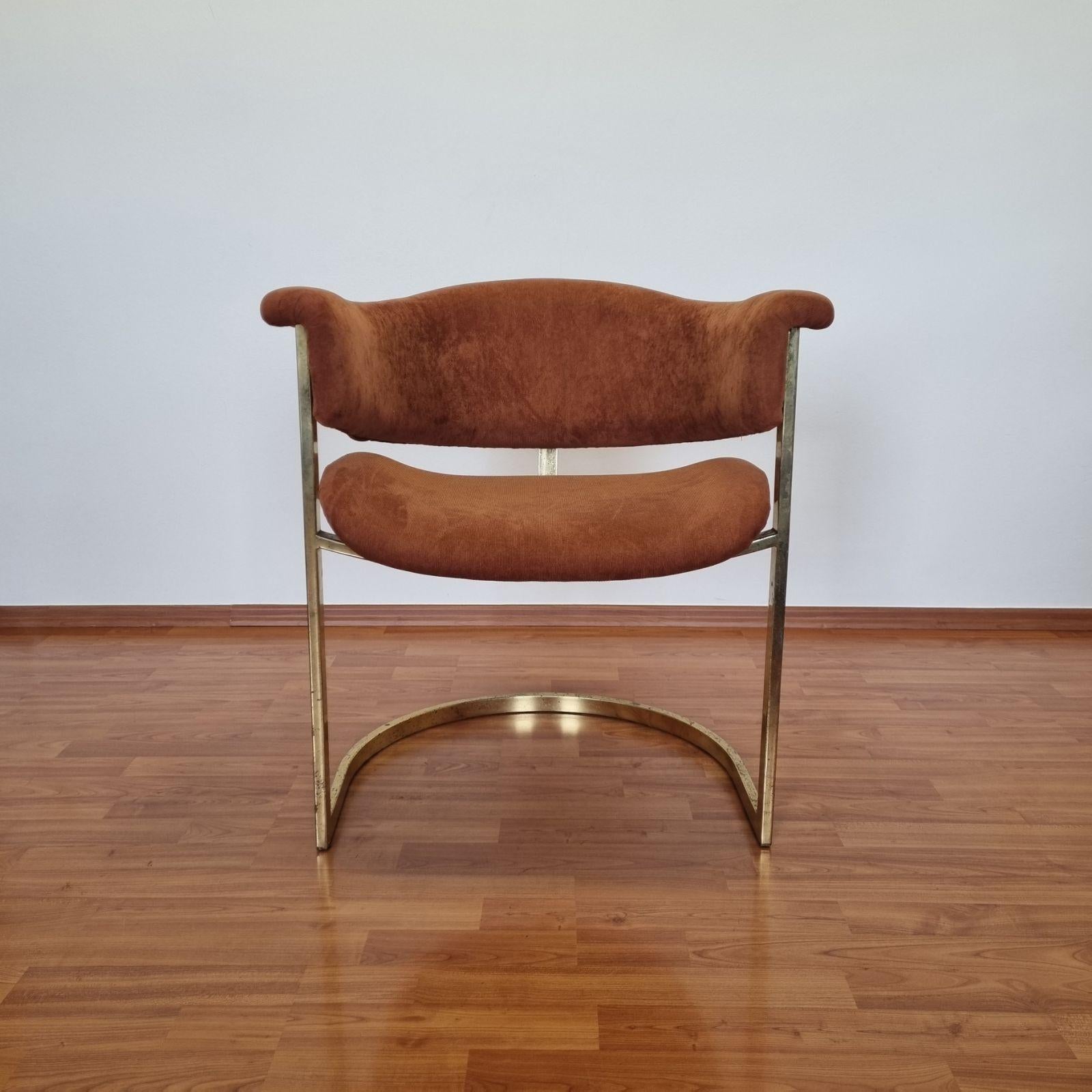 Mid Century Brass Dining Chair by Vittorio Introini for Mario Sabot, Italy 70s In Good Condition For Sale In Lucija, SI