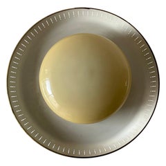 Mid-Century Brass Disc and Glass Flush Mount Light by Hillebrand, 1950s, Germany