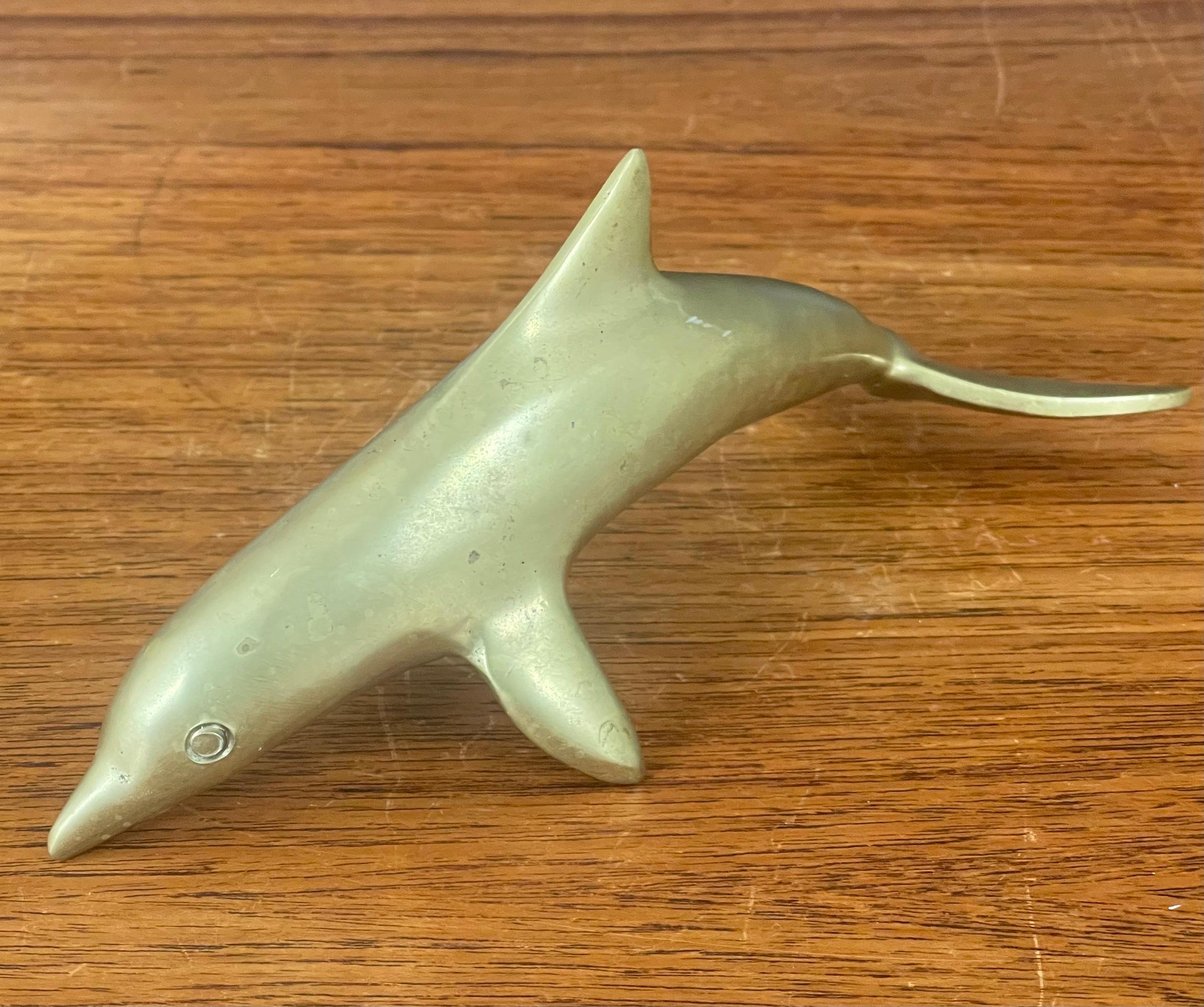 American Mid-Century Brass Dolphin Sculpture/ Paperweight For Sale
