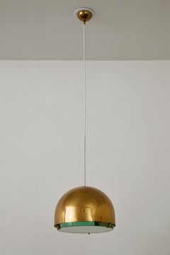 Mid-Century Brass Dome Pendant Light, Model 2409 by Max Ingrand for Fontana Arte