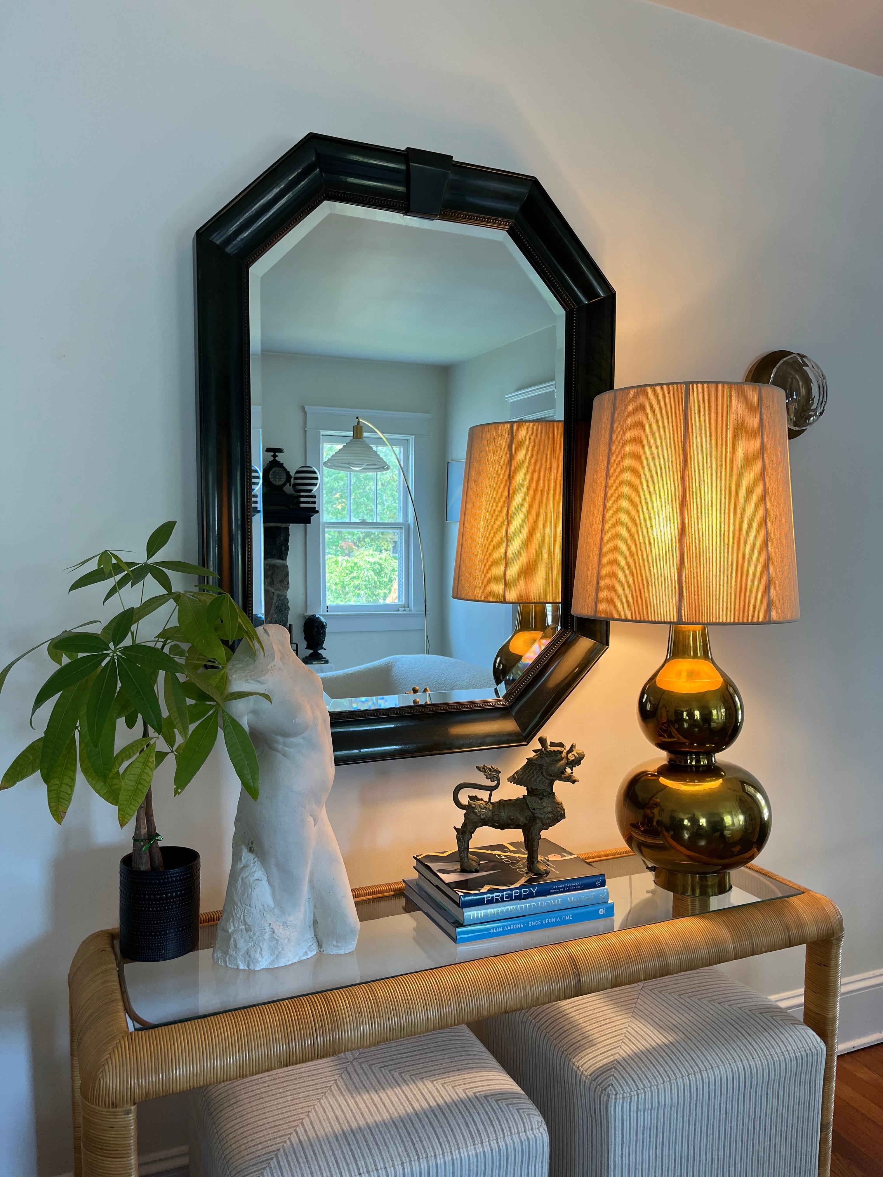 Laiton Lampe double gourde en laiton du milieu du siècle en vente