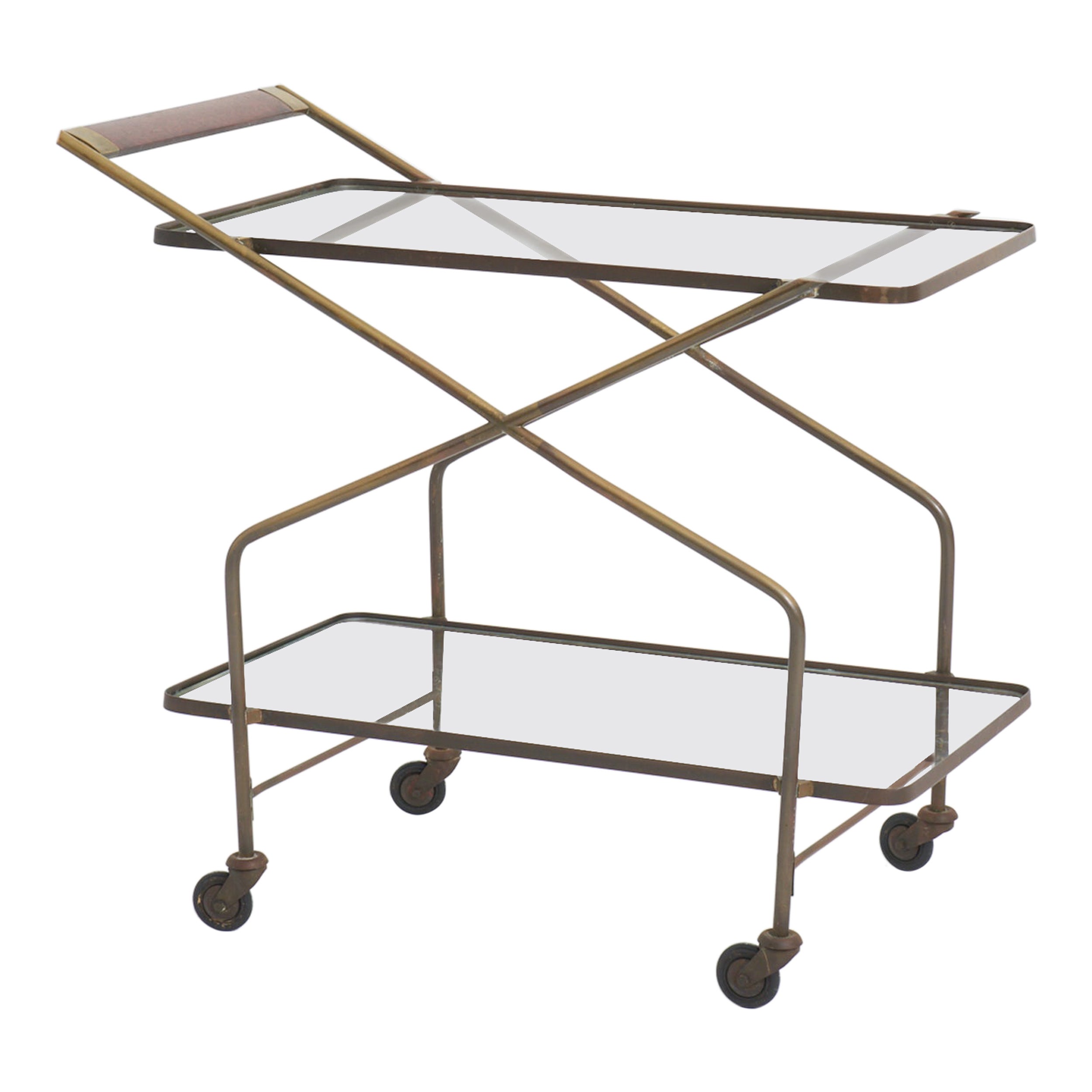 Mid-Century Brass Drinks Trolley