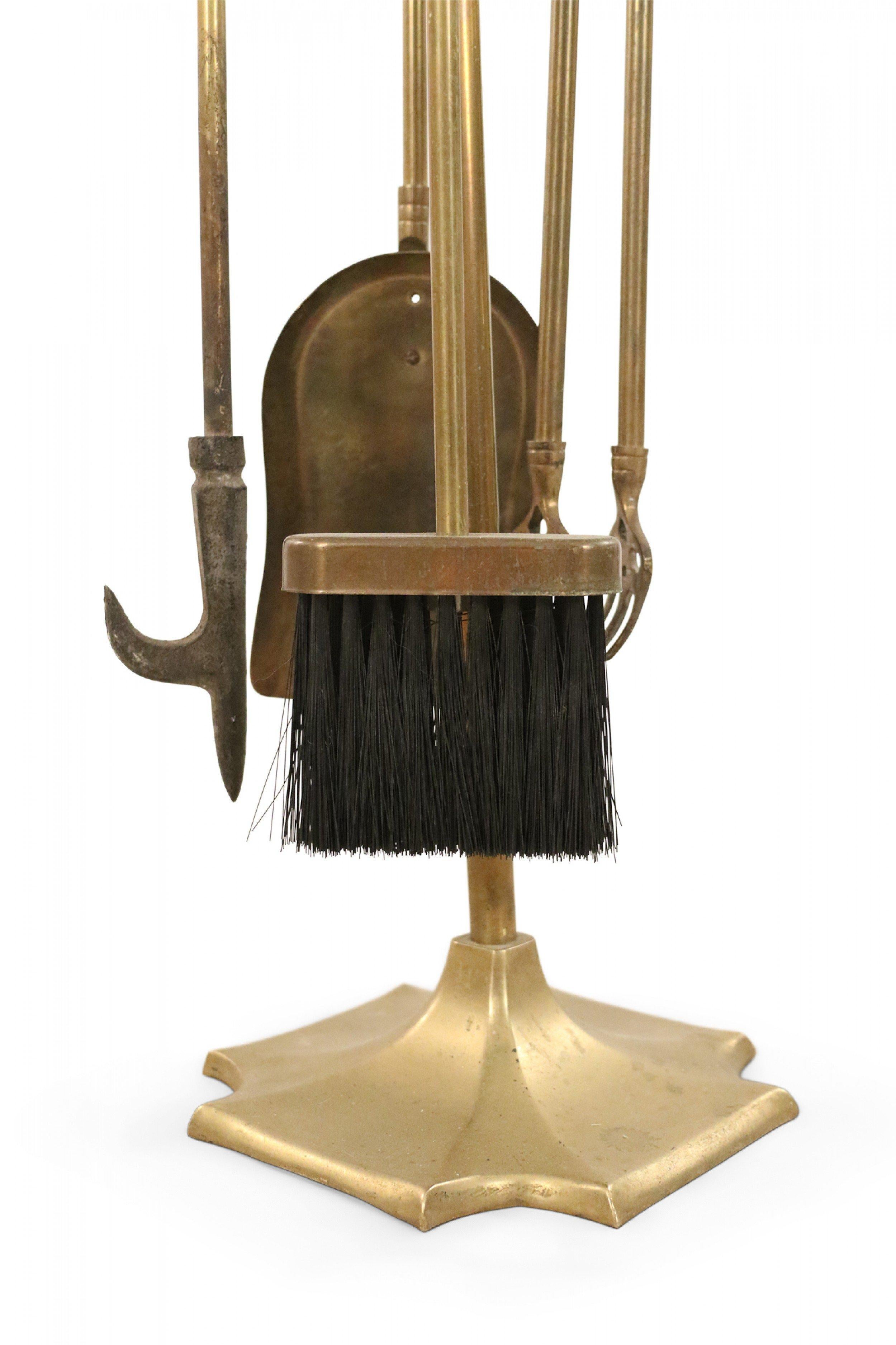 Mid-Century Modern Mid-Century Brass Duck Head Handled Set of Fire Tools