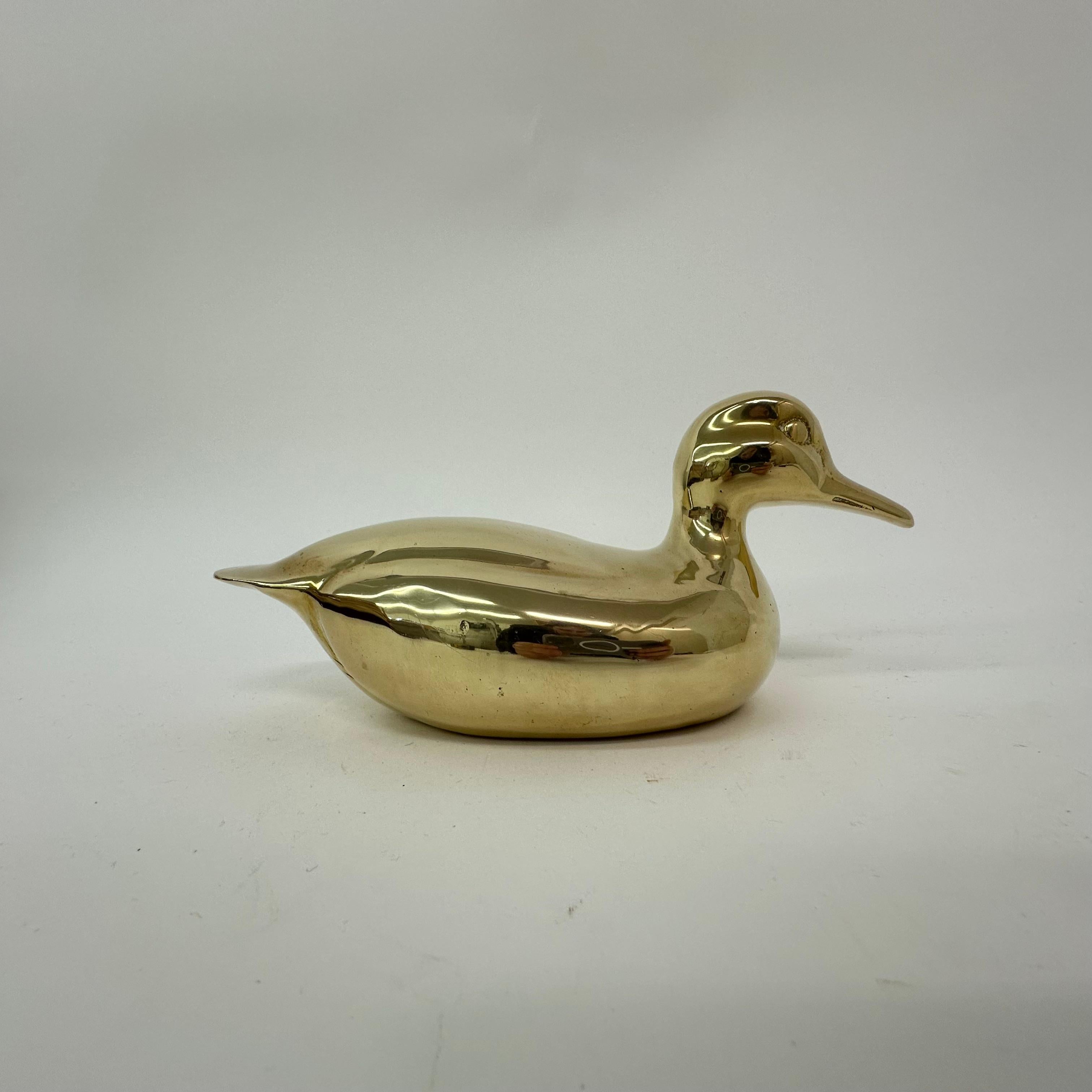 Hollywood Regency Mid Century brass duck sculpture 1970’s For Sale