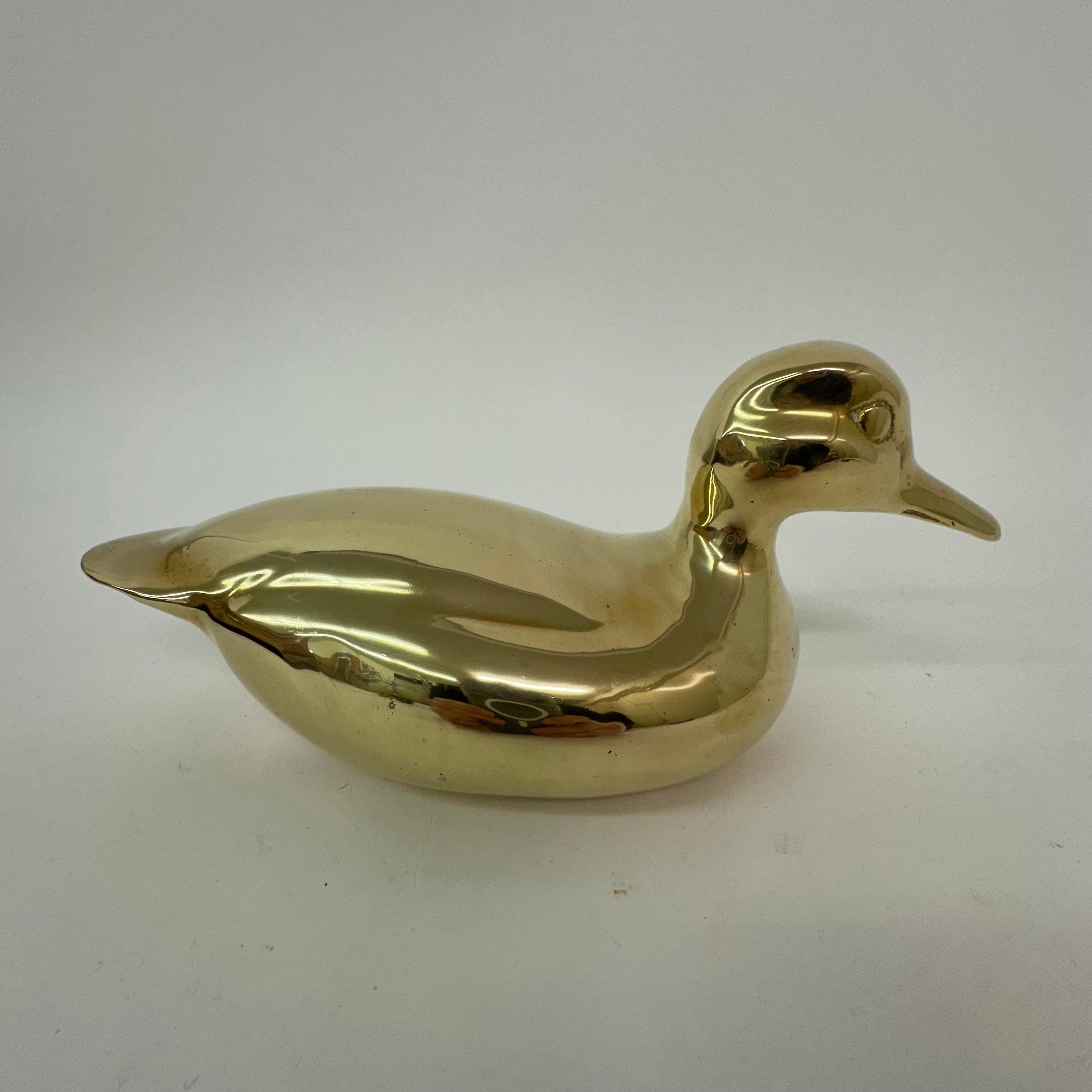 Late 20th Century Mid Century brass duck sculpture 1970’s For Sale