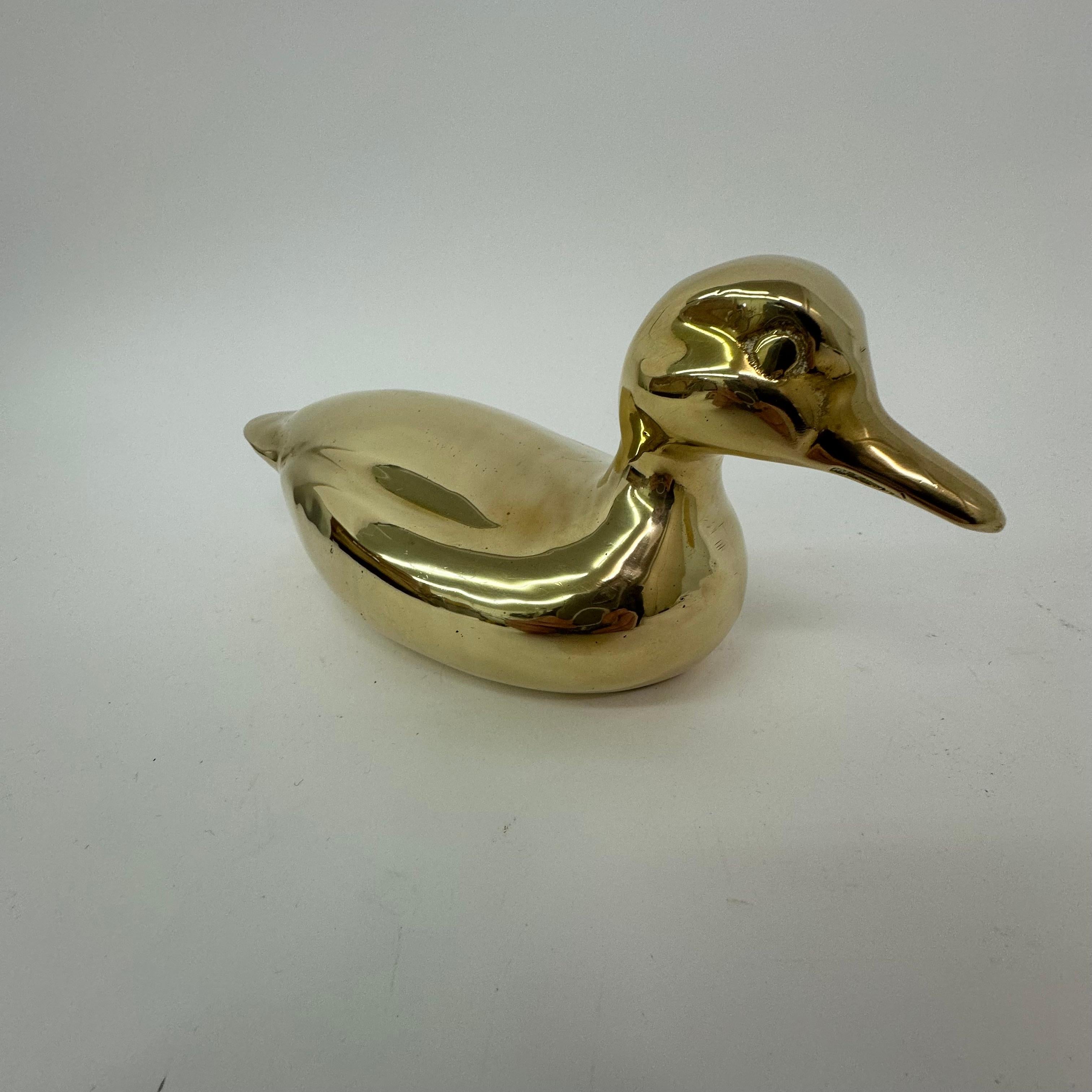 Brass Mid Century brass duck sculpture 1970’s For Sale
