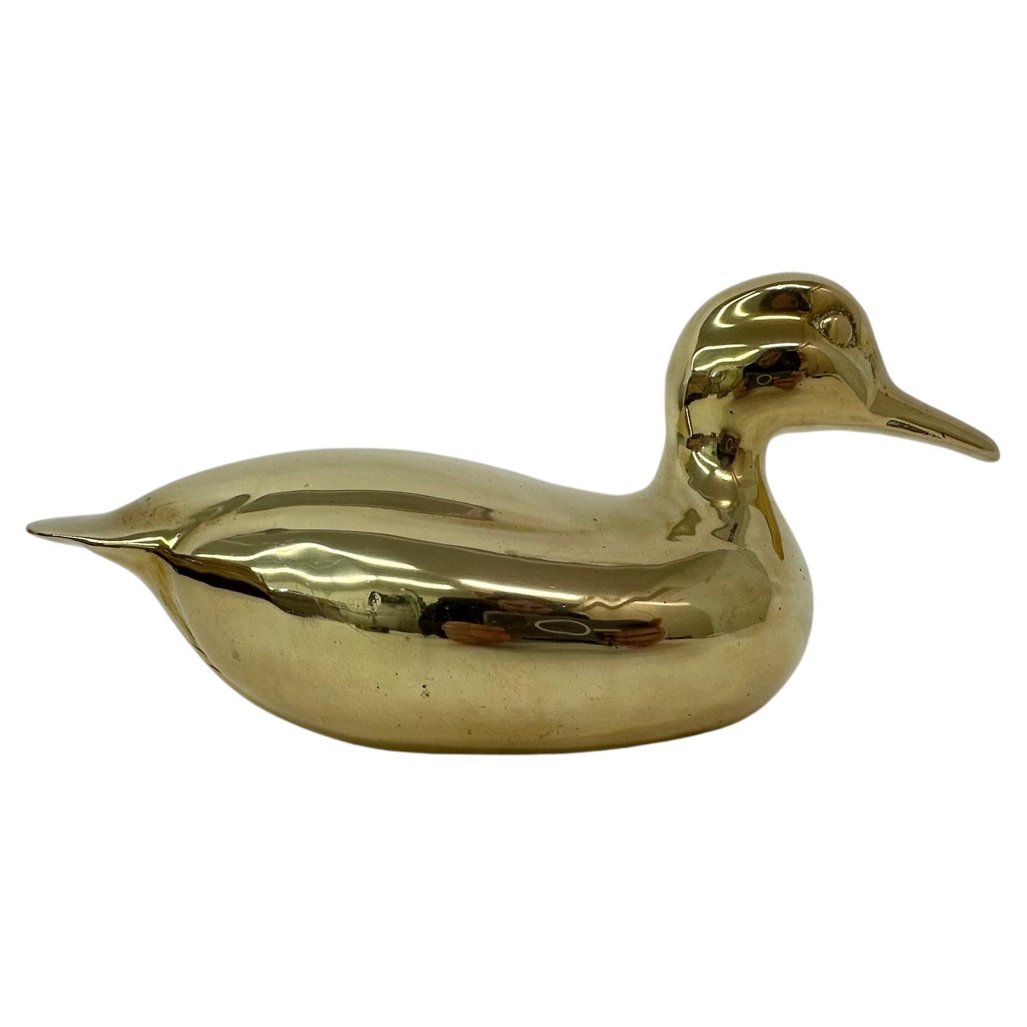 Mid Century brass duck sculpture 1970’s For Sale